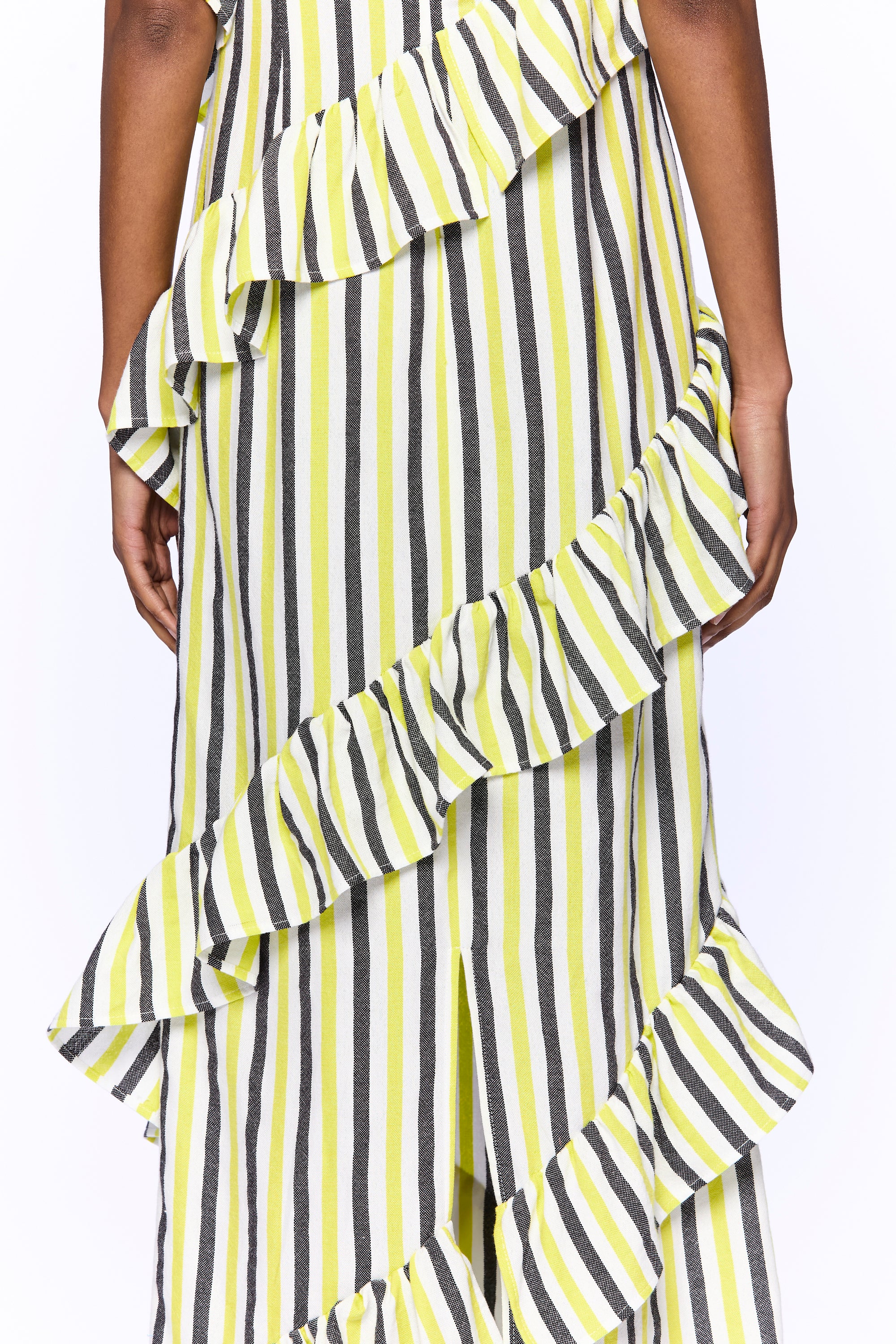 The Spiral Ruffle Dress : Stripe 22