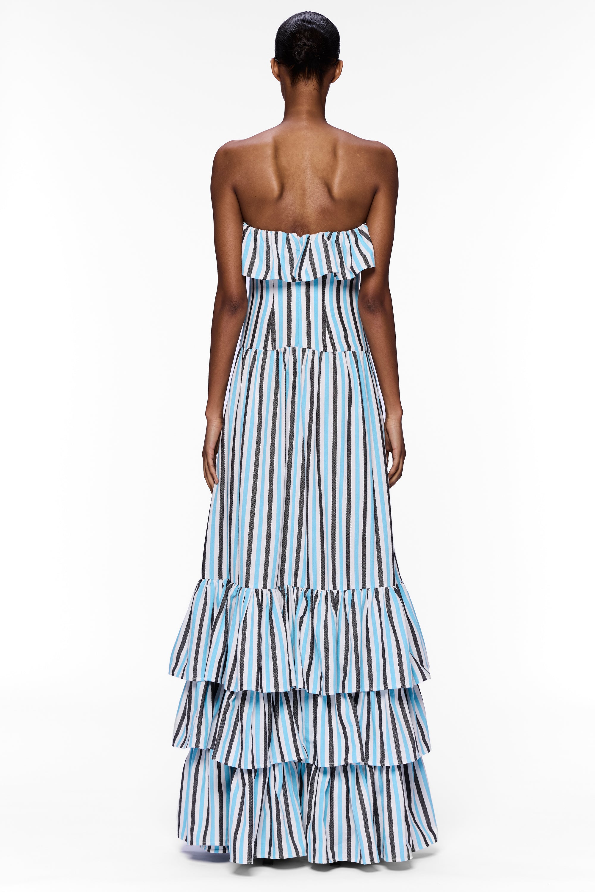 The Ruffled Corset Maxi Dress : Stripe 19