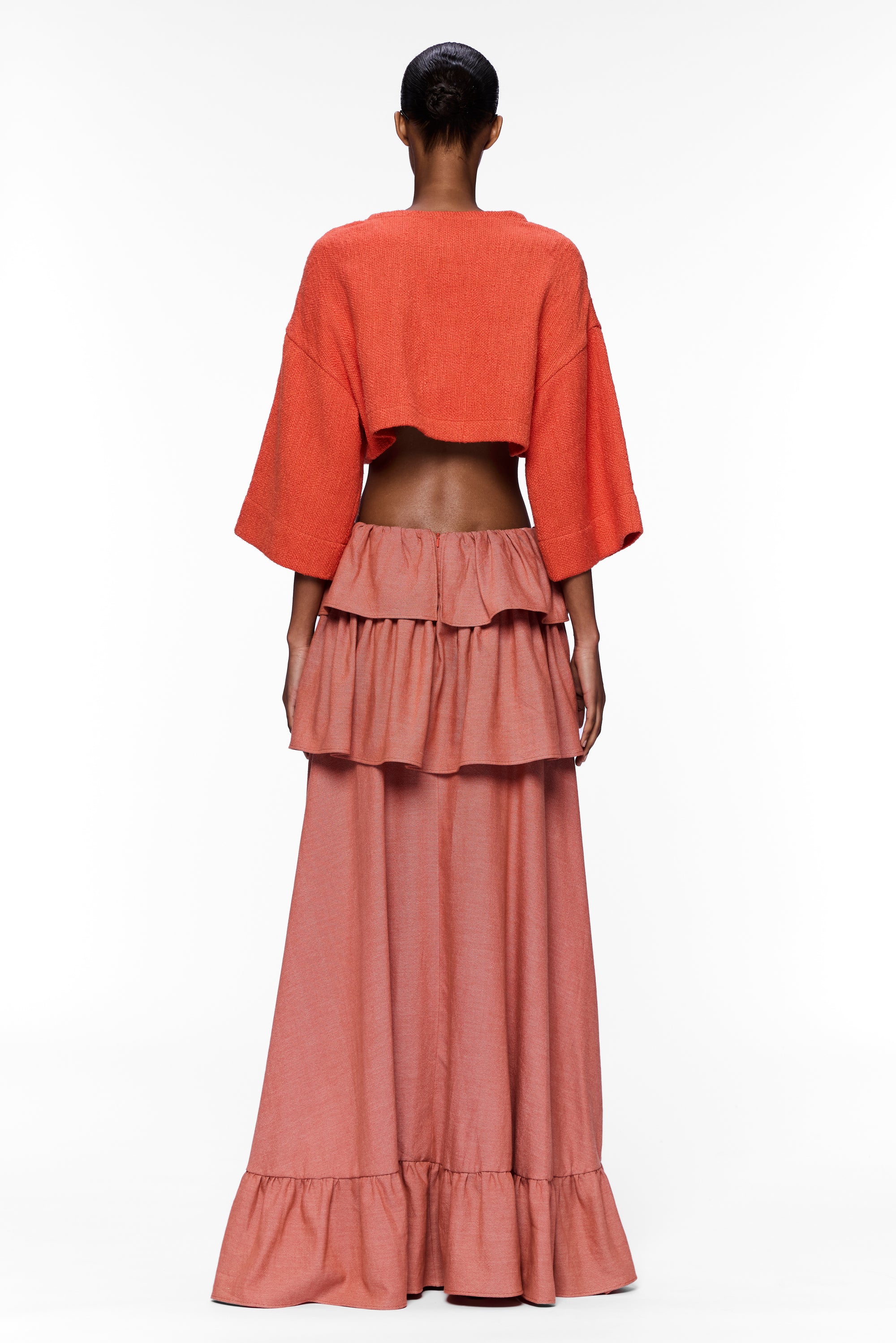 The Tiered Ruffle Skirt : Brick