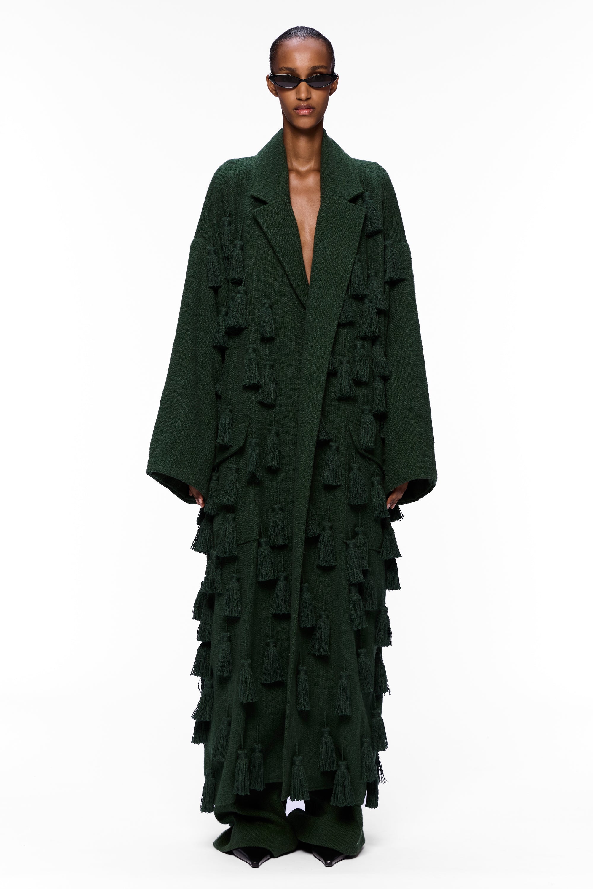 The PomPom Blanket Coat : Pine Flamme