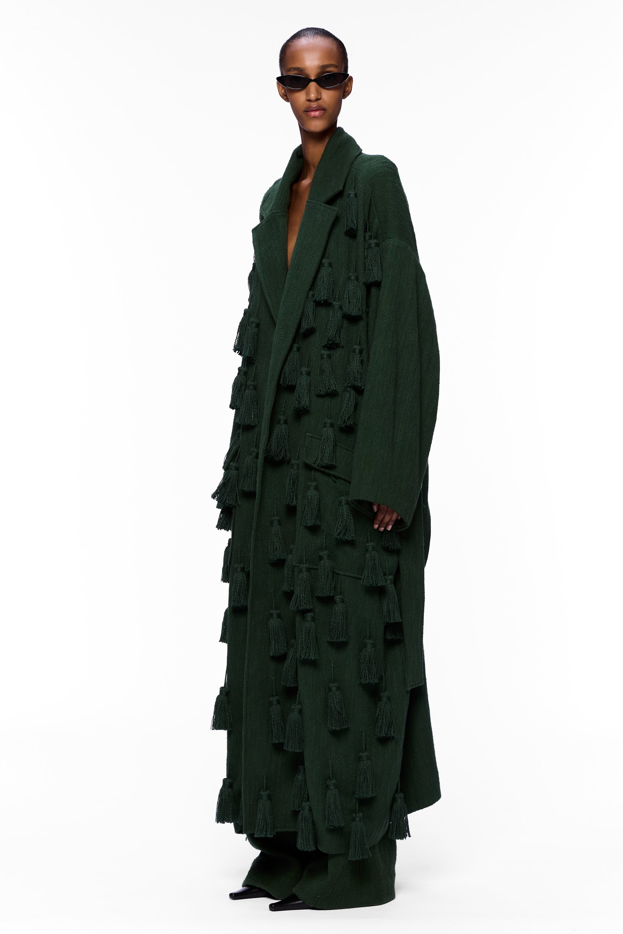 The PomPom Blanket Coat : Pine Flamme