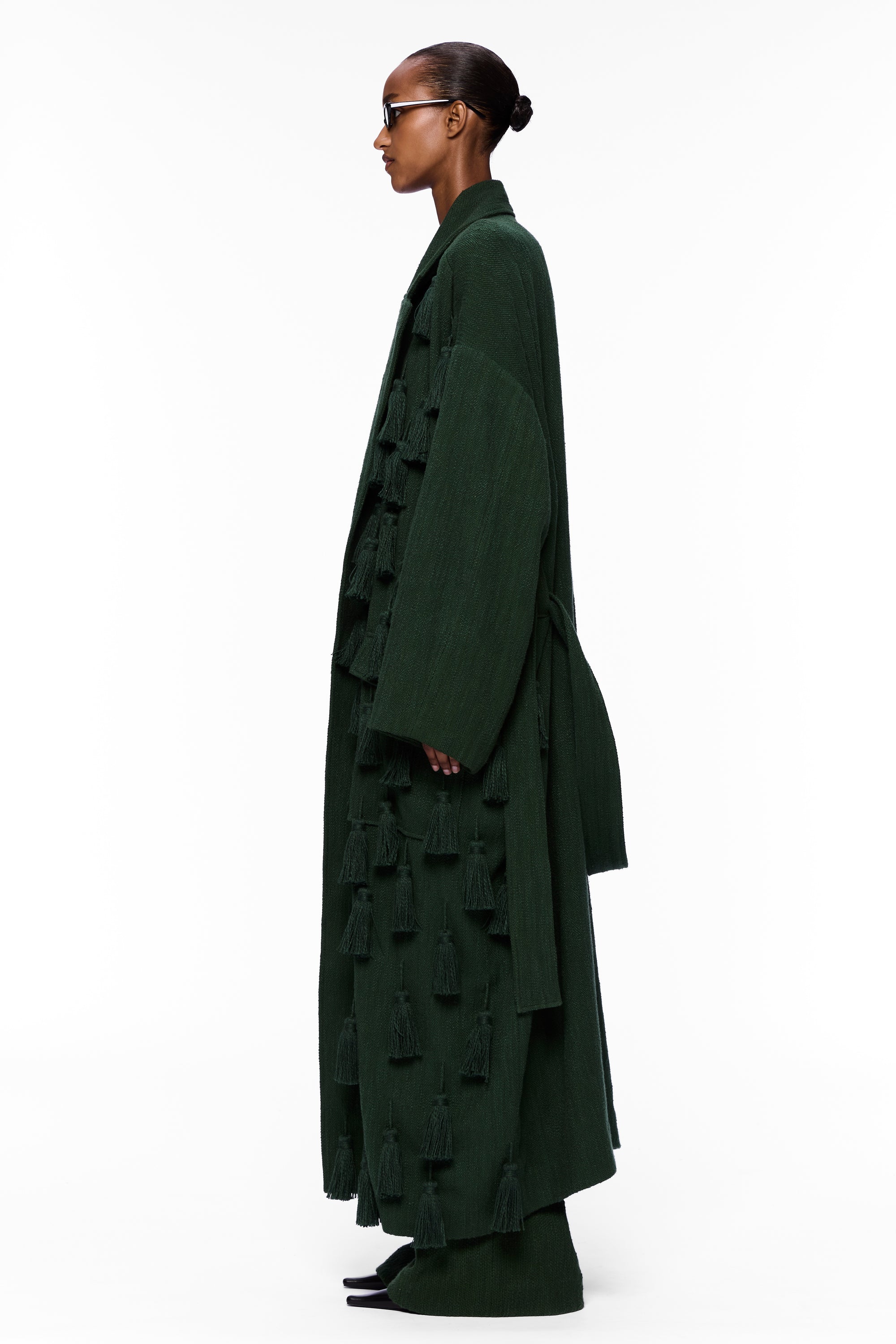 The PomPom Blanket Coat : Pine Flamme