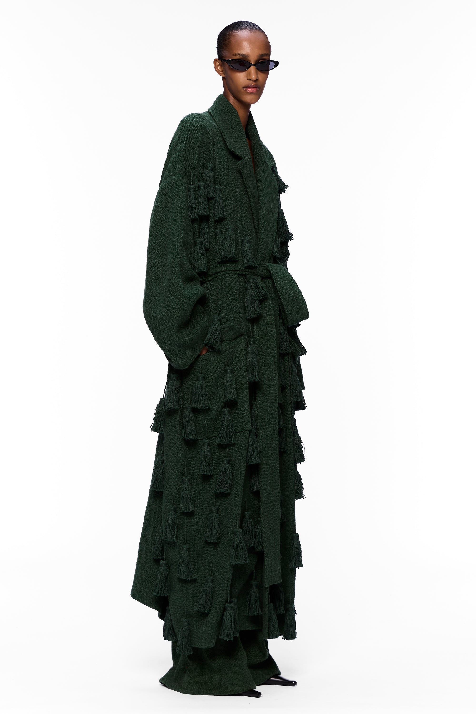 The PomPom Blanket Coat : Pine Flamme