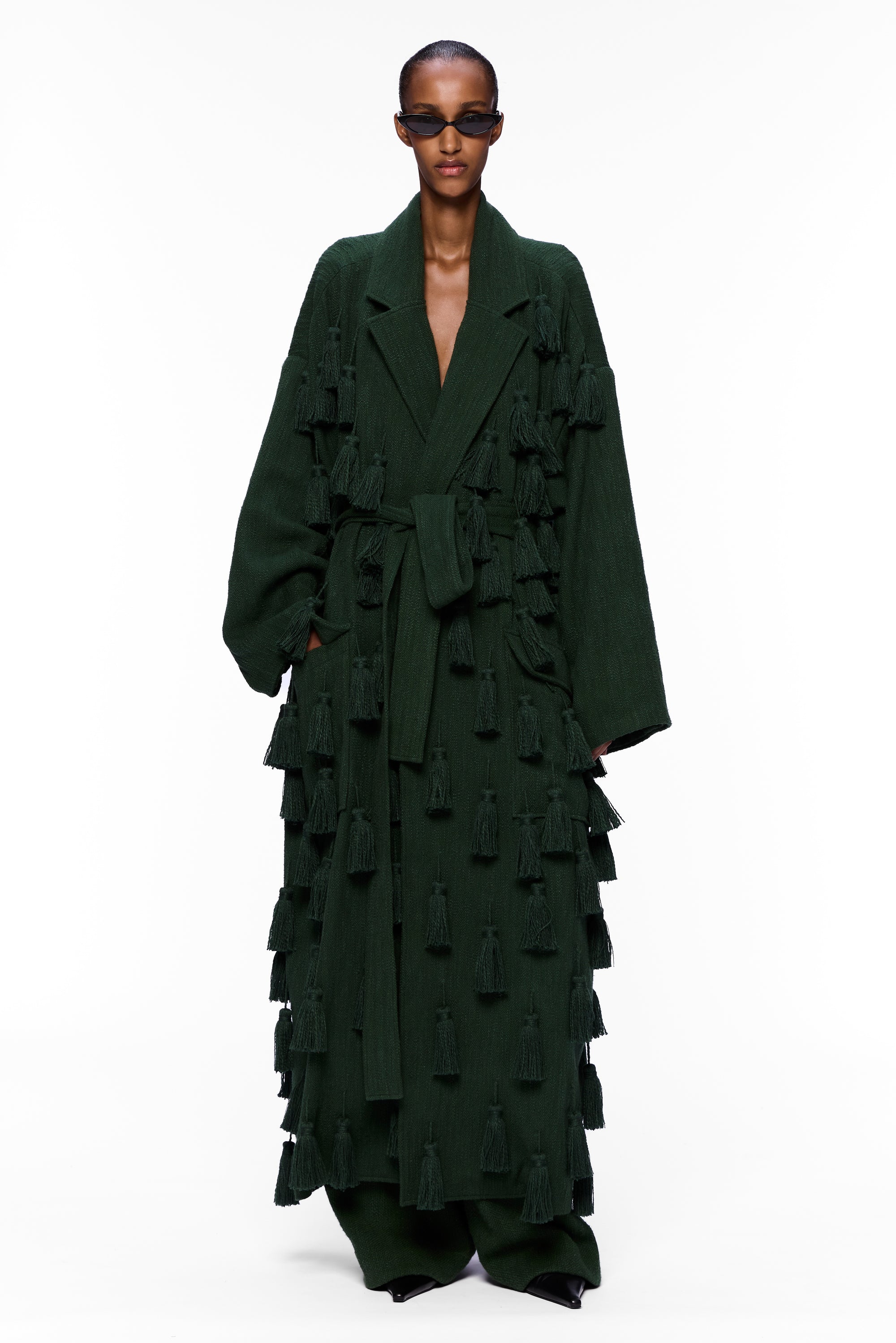 The PomPom Blanket Coat : Pine Flamme