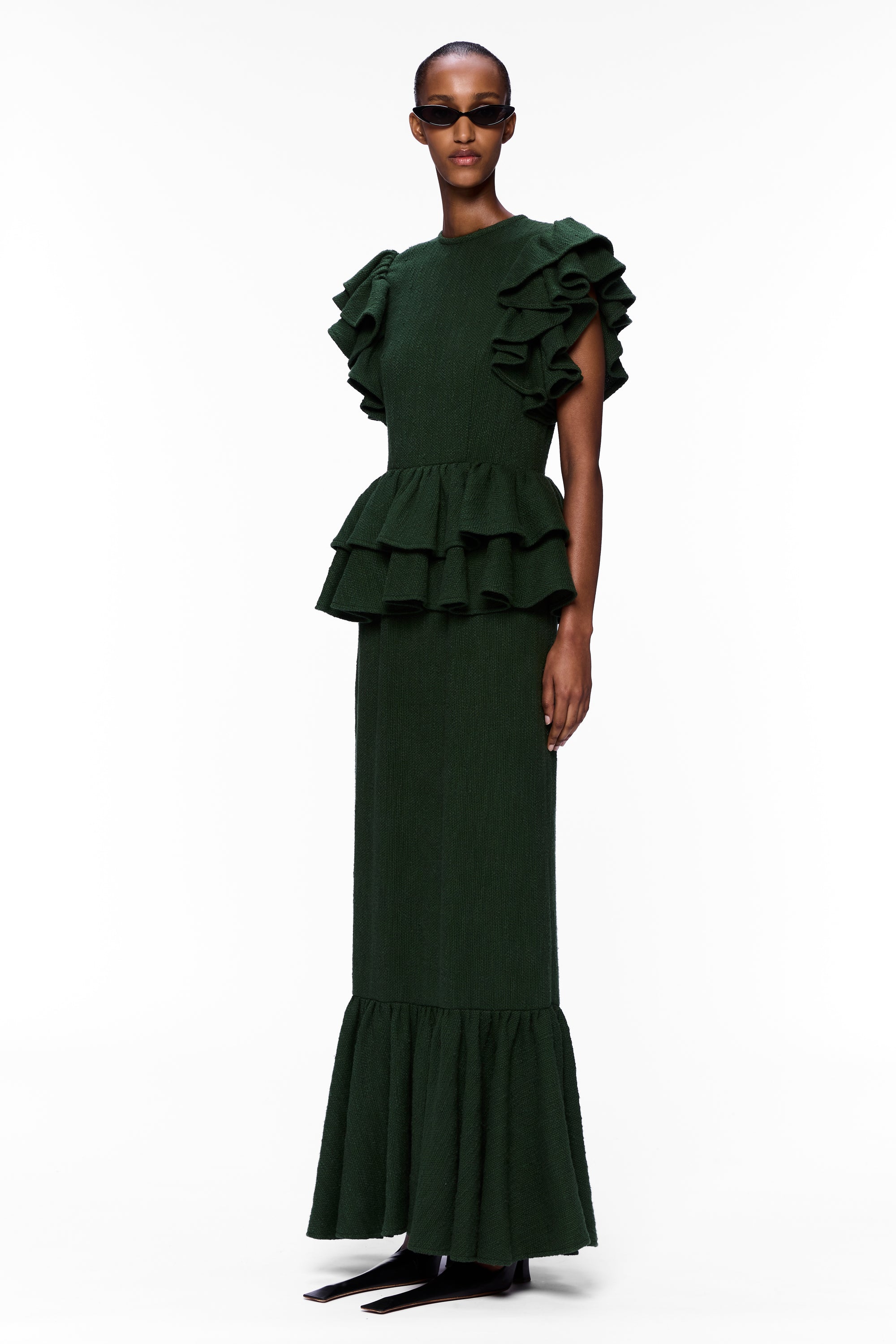 The Column Ruffle Dress : Pine Flamme