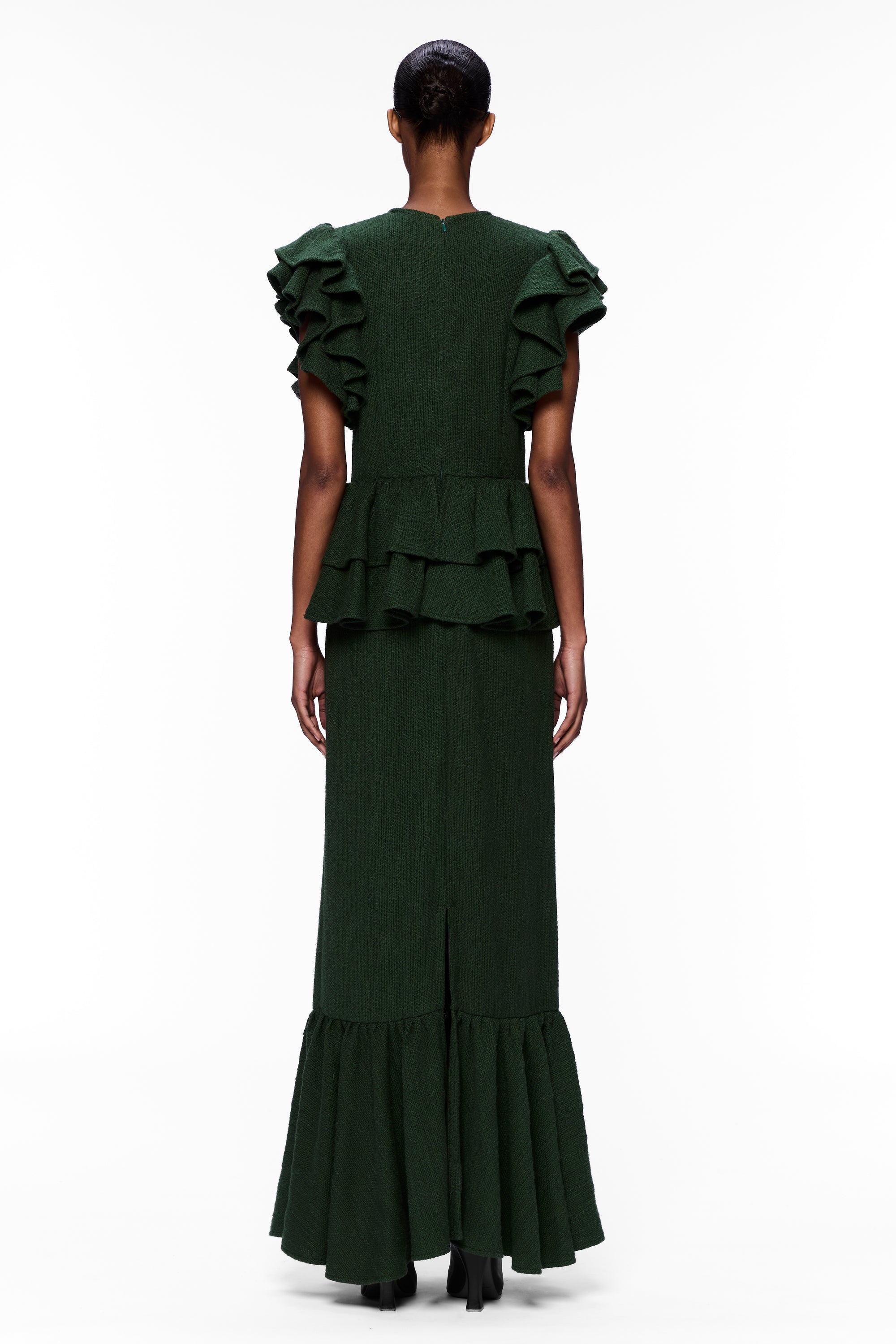 The Column Ruffle Dress : Pine Flamme
