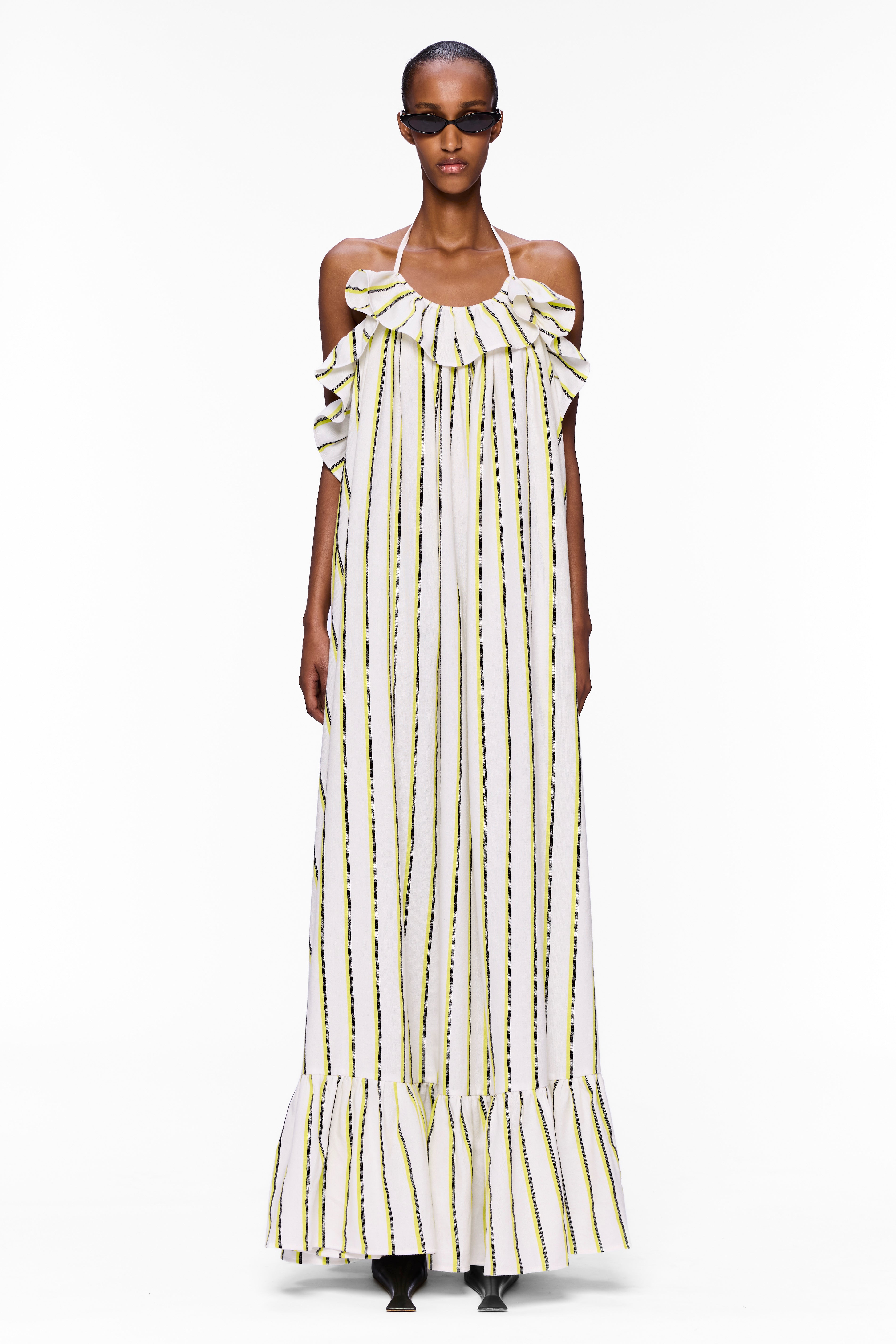 The Ruffled Slip Dress : Stripe 20