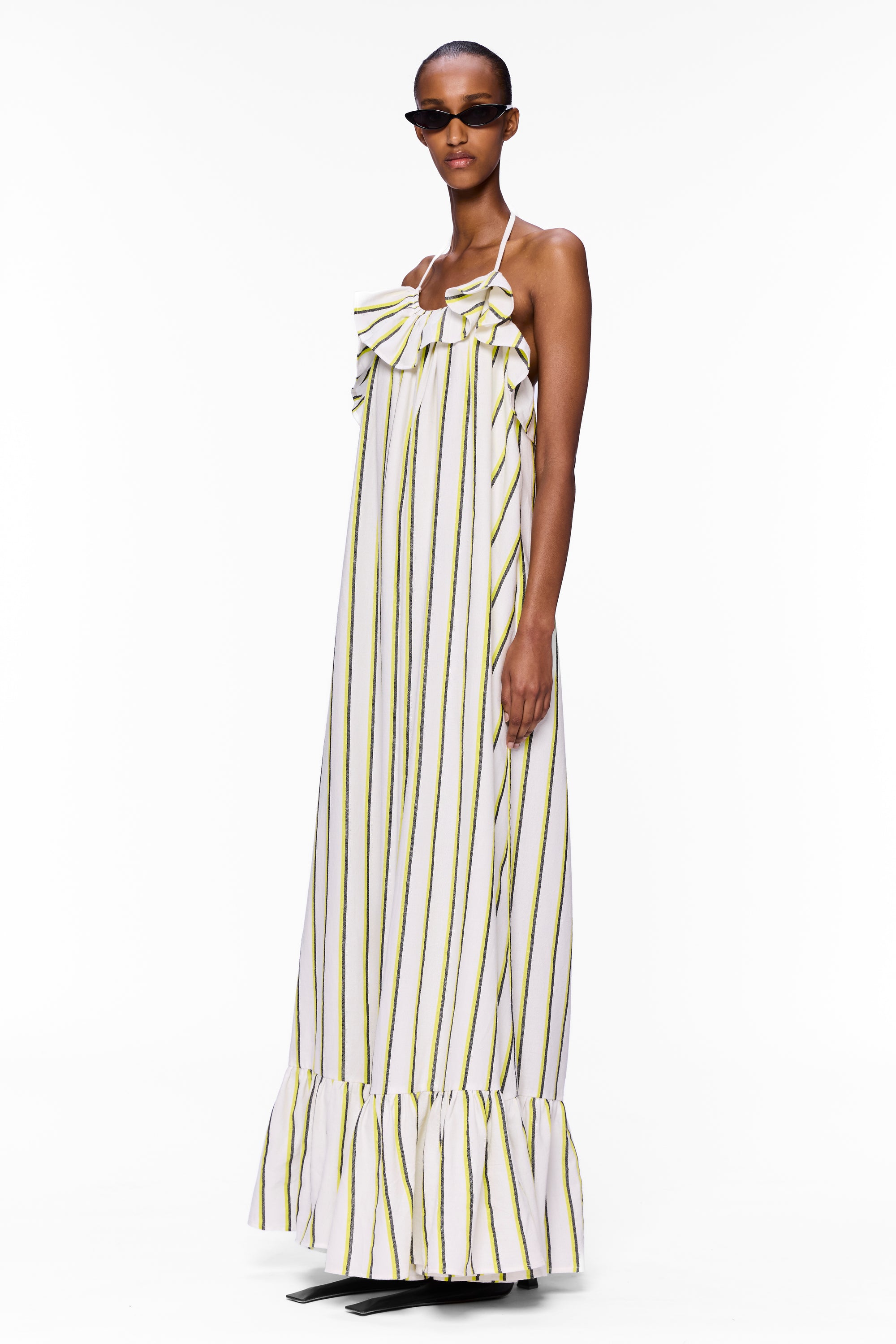 The Ruffled Slip Dress : Stripe 20