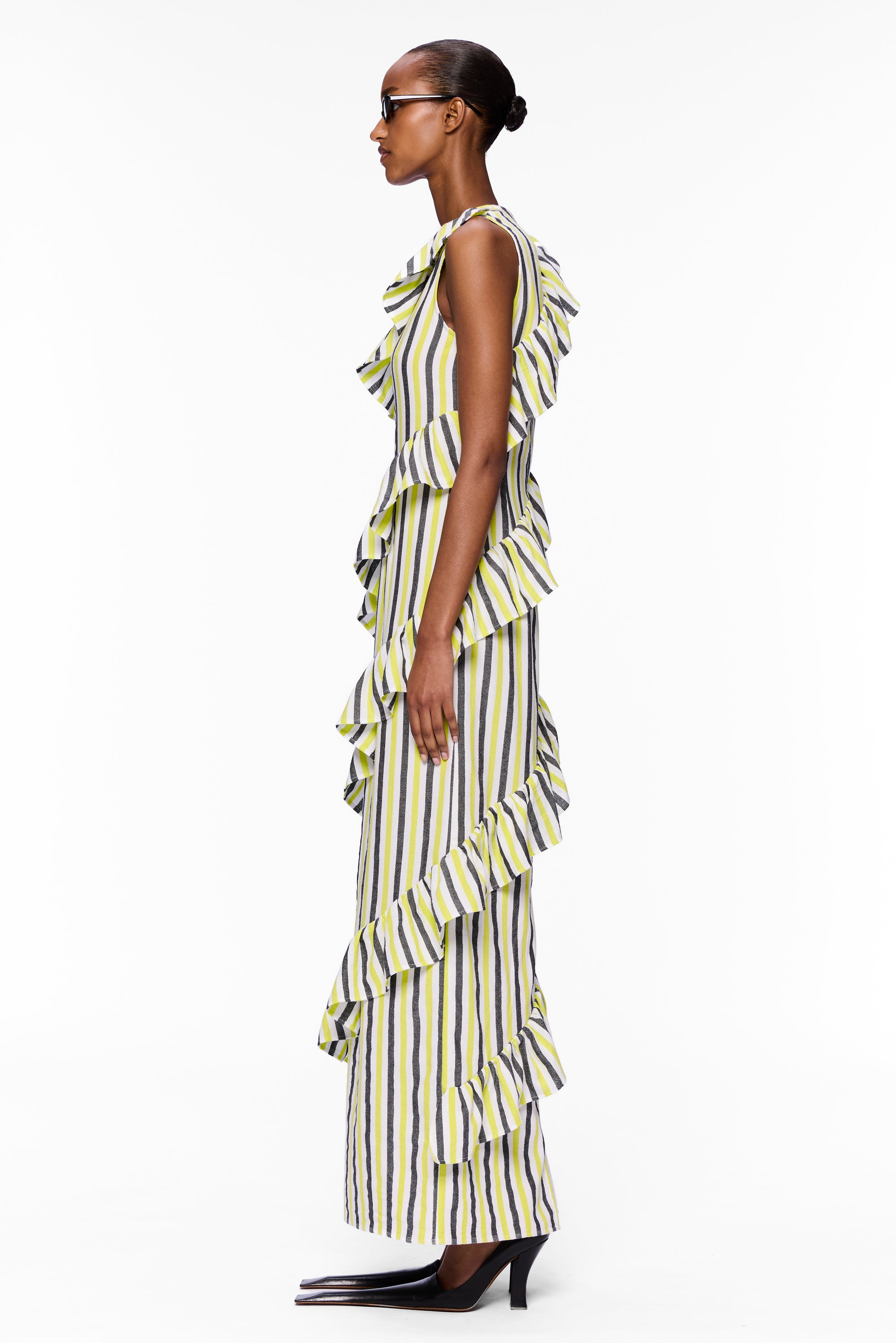The Spiral Ruffle Dress : Stripe 22