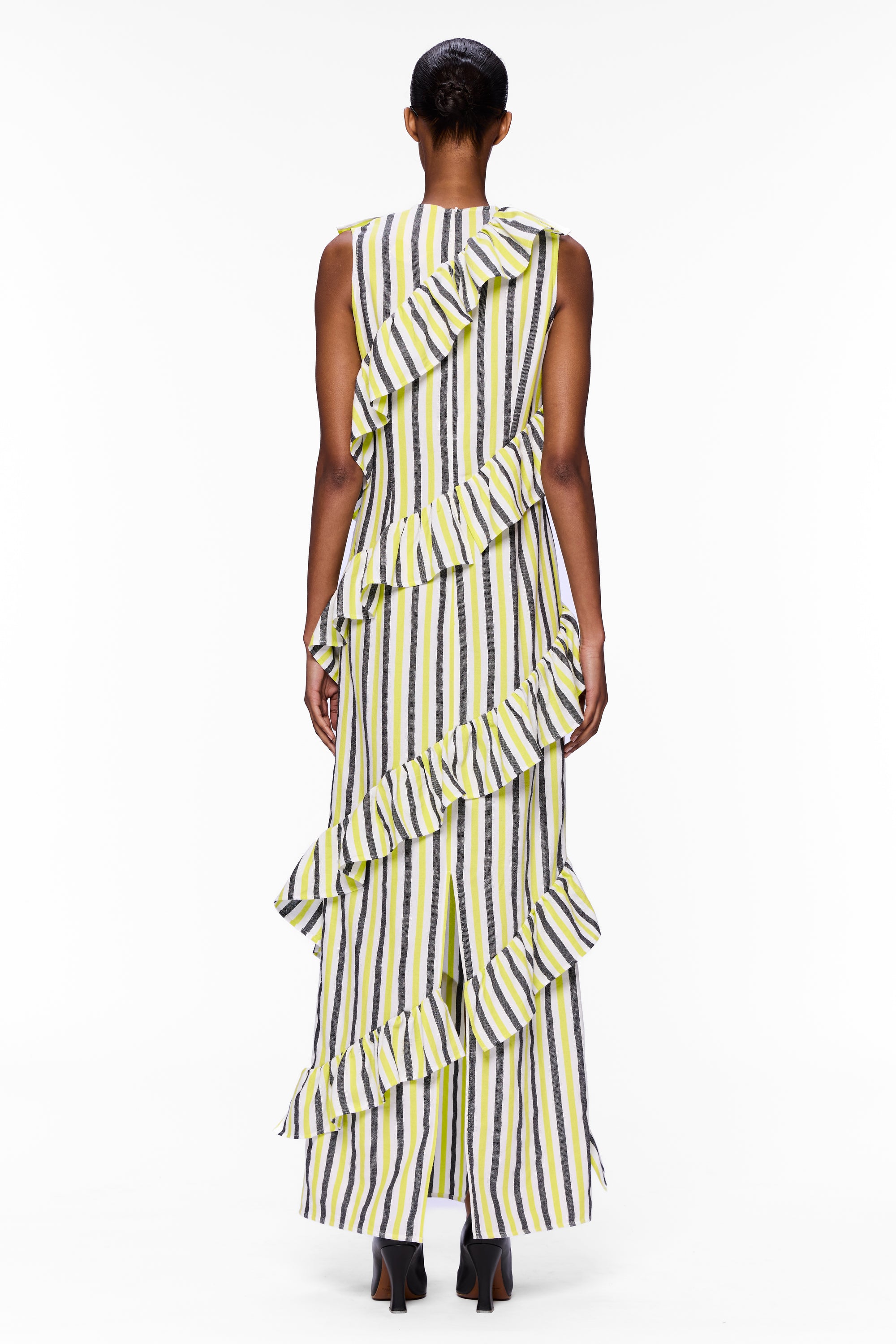 The Spiral Ruffle Dress : Stripe 22