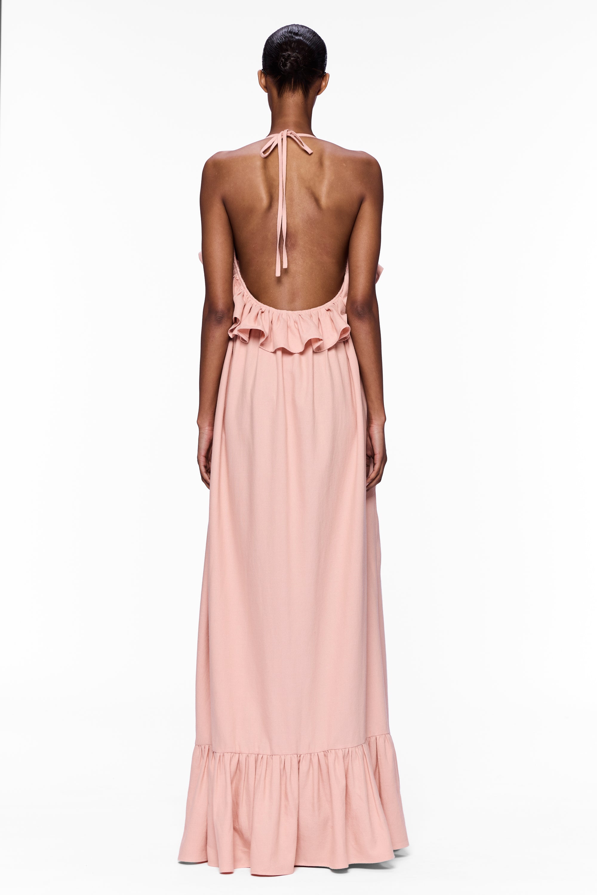 The Ruffled Slip Dress : Flesh
