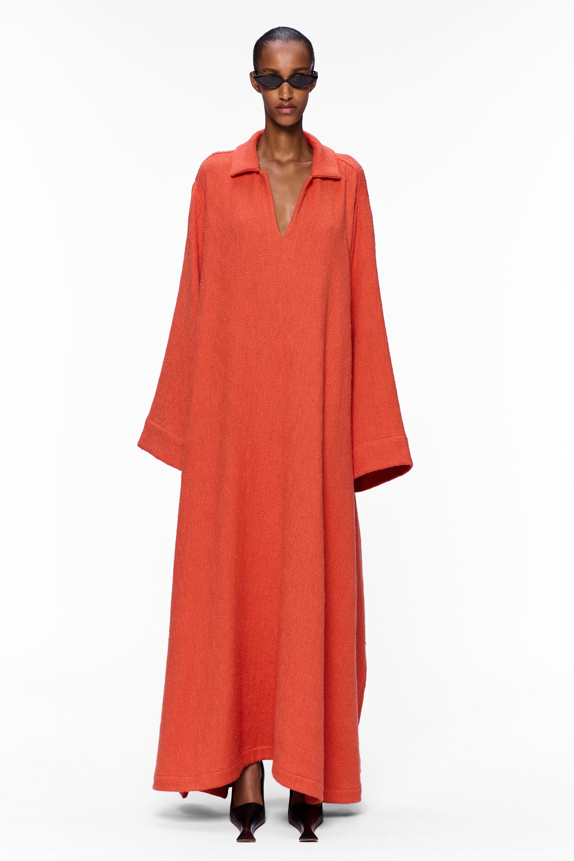 The V-Neck Caftan : Burnt Orange Flamme