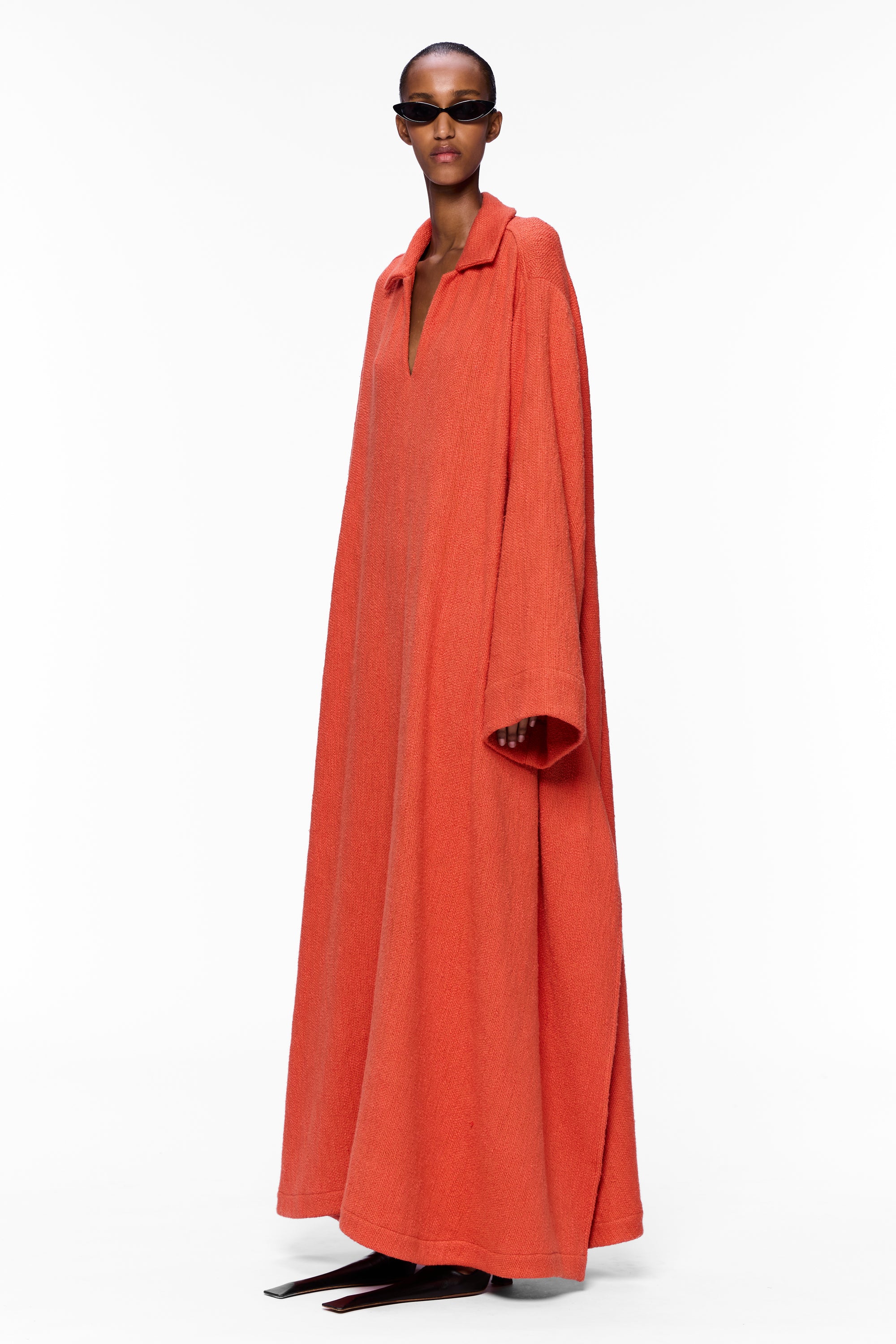 The V-Neck Caftan : Burnt Orange Flamme