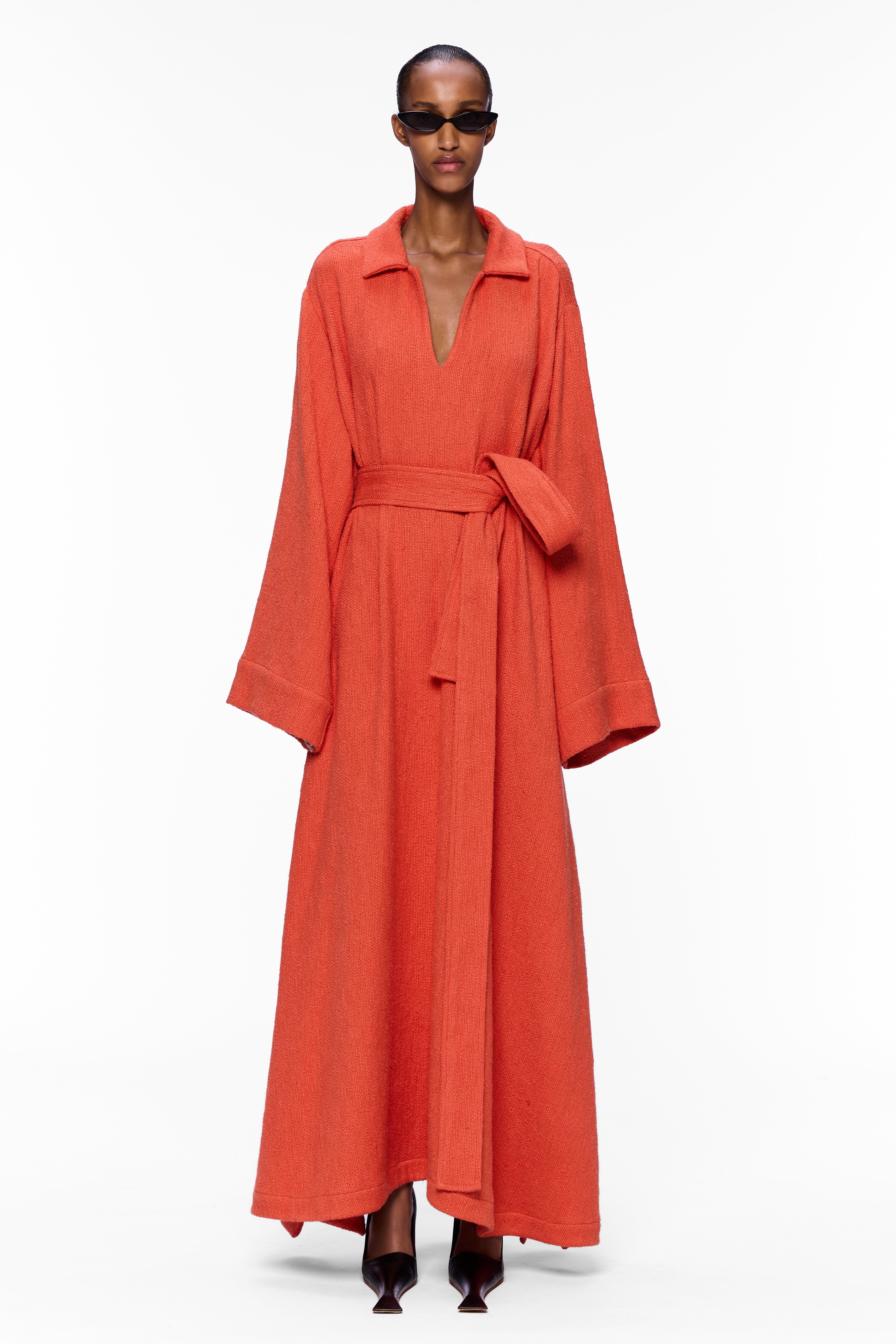 The V-Neck Caftan : Burnt Orange Flamme