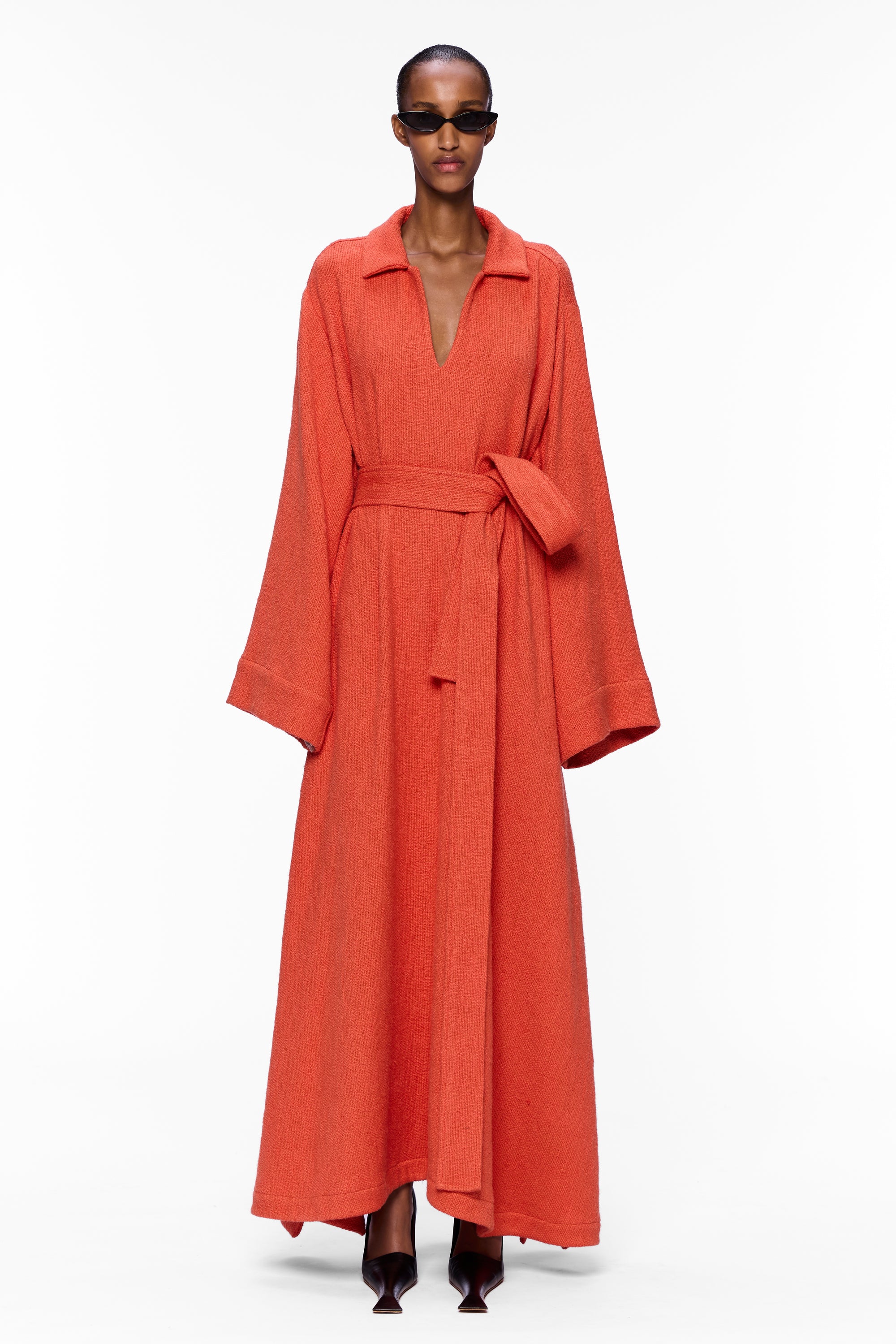 The V-Neck Caftan : Burnt Orange Flamme