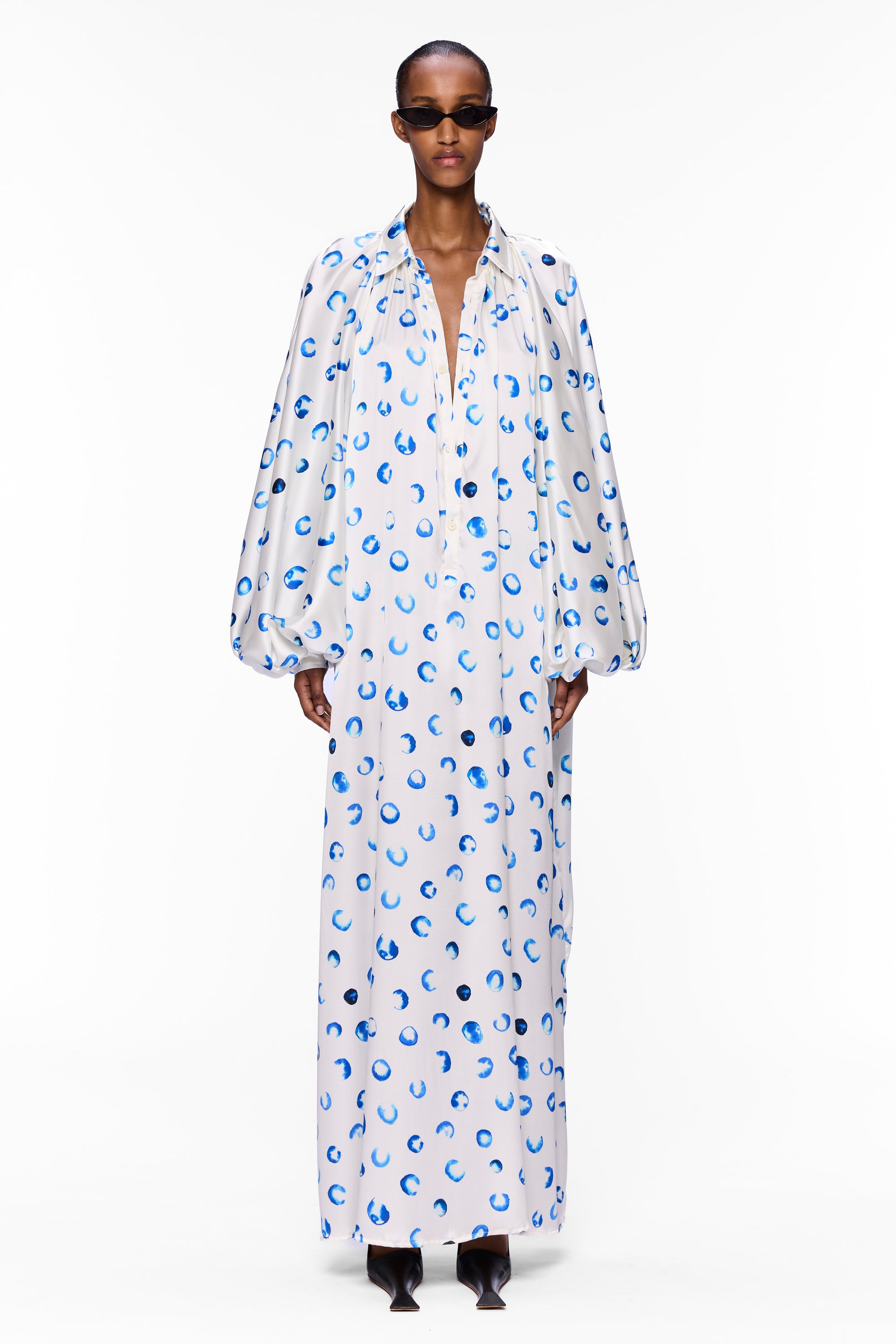 The Touareg Dress with Balloon Sleeve : Blue Silk