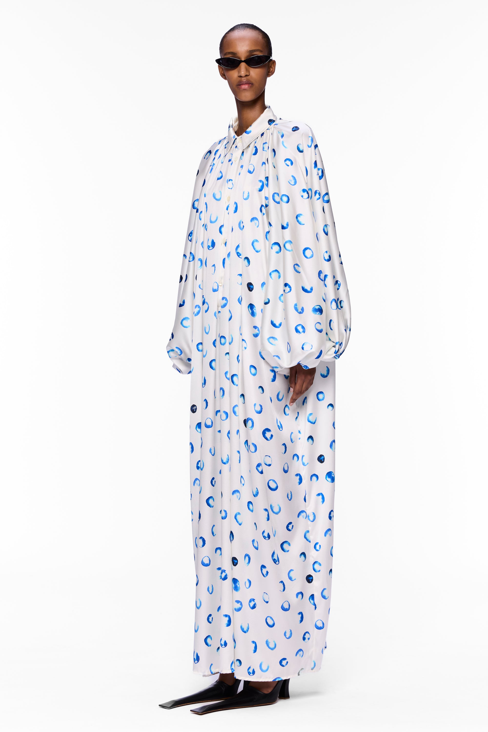 The Touareg Dress with Balloon Sleeve : Blue Silk