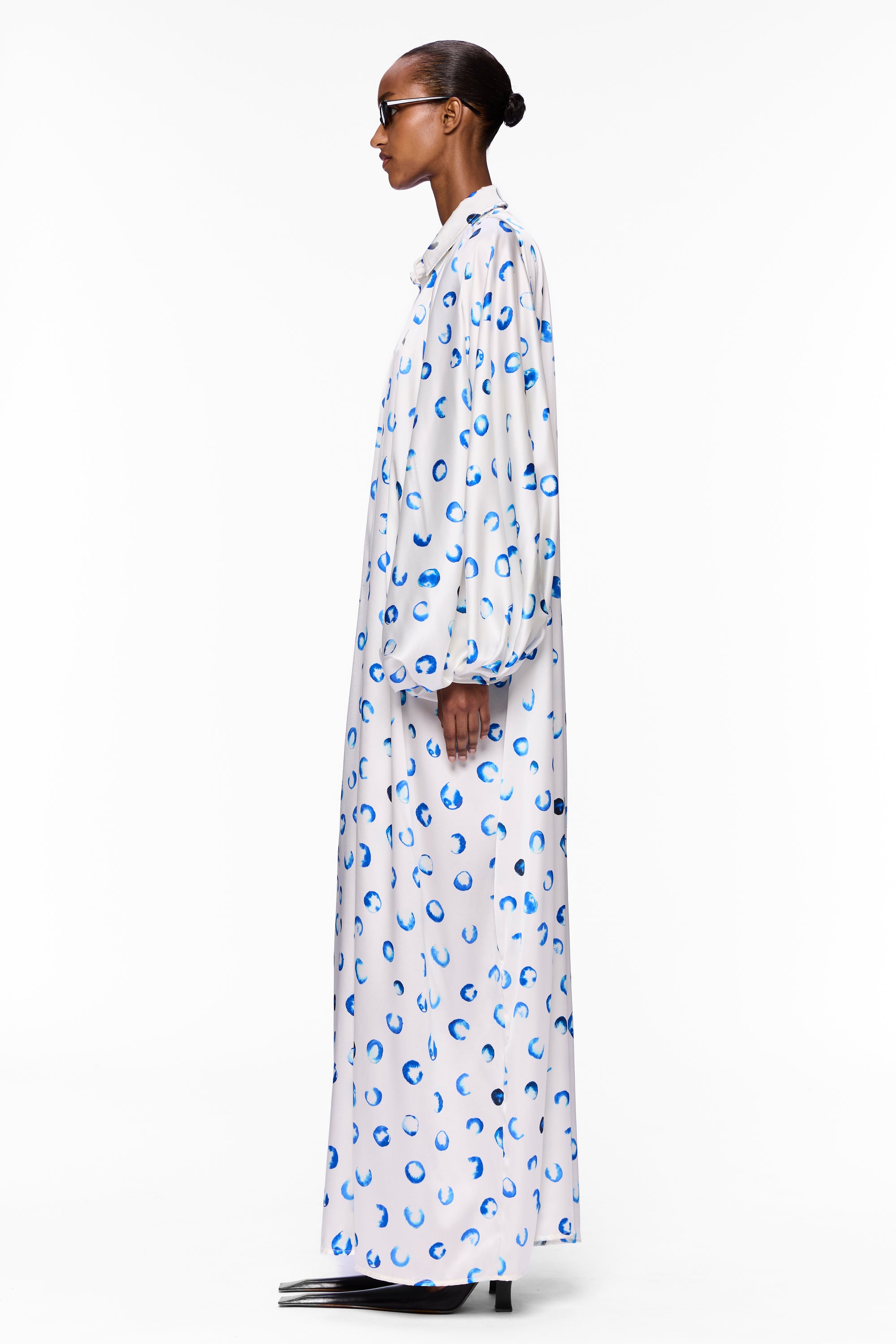 The Touareg Dress with Balloon Sleeve : Blue Silk