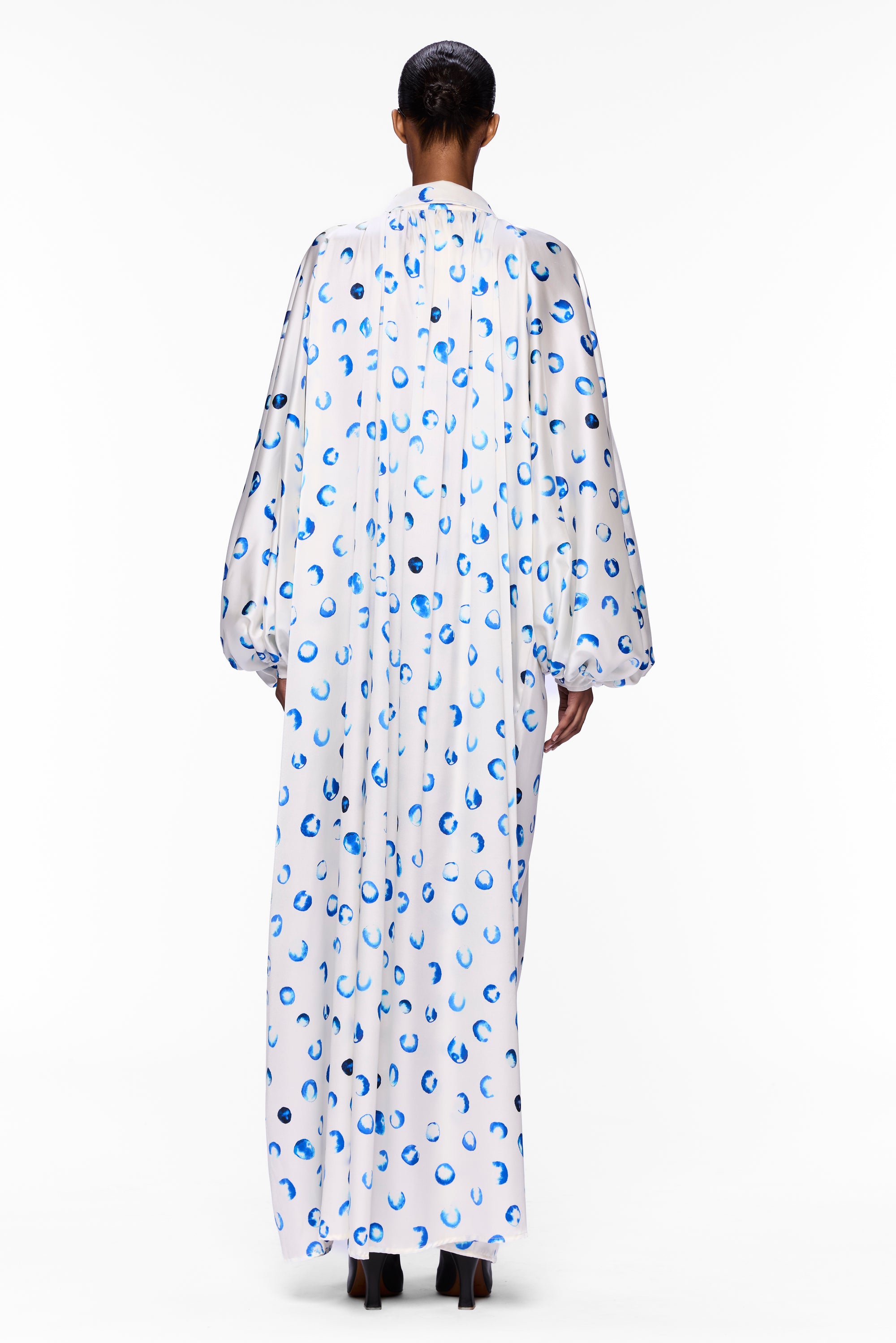 The Touareg Dress with Balloon Sleeve : Blue Silk