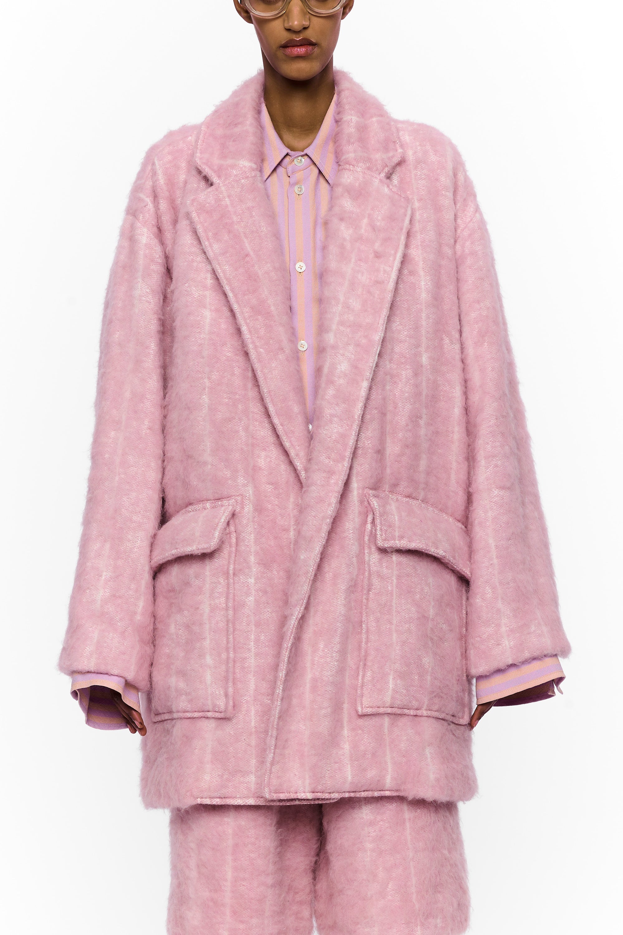 The Cropped Blanket Coat : Stripe 24 Wool