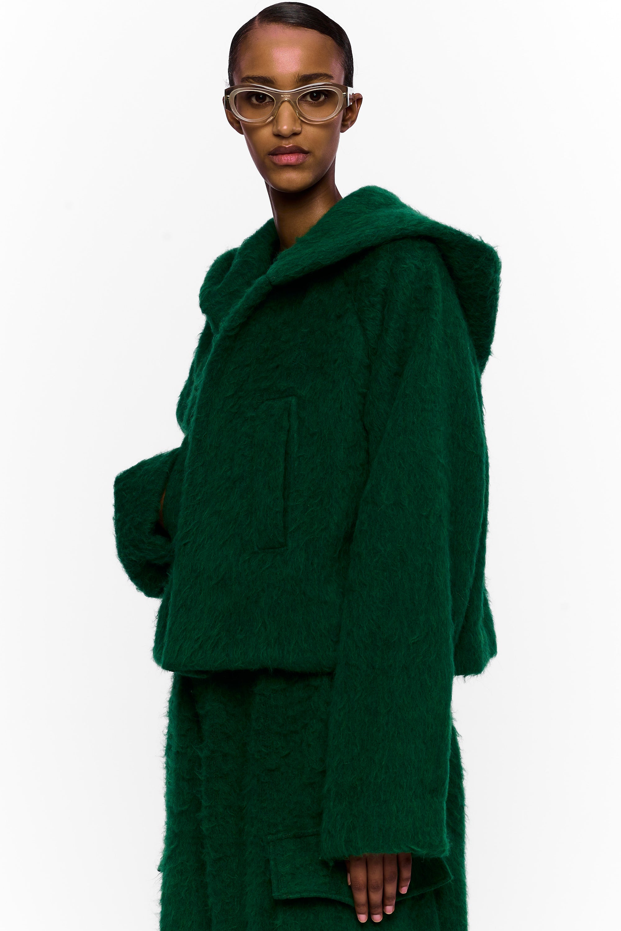 The Shawl Hoodie : Eden Green Wool