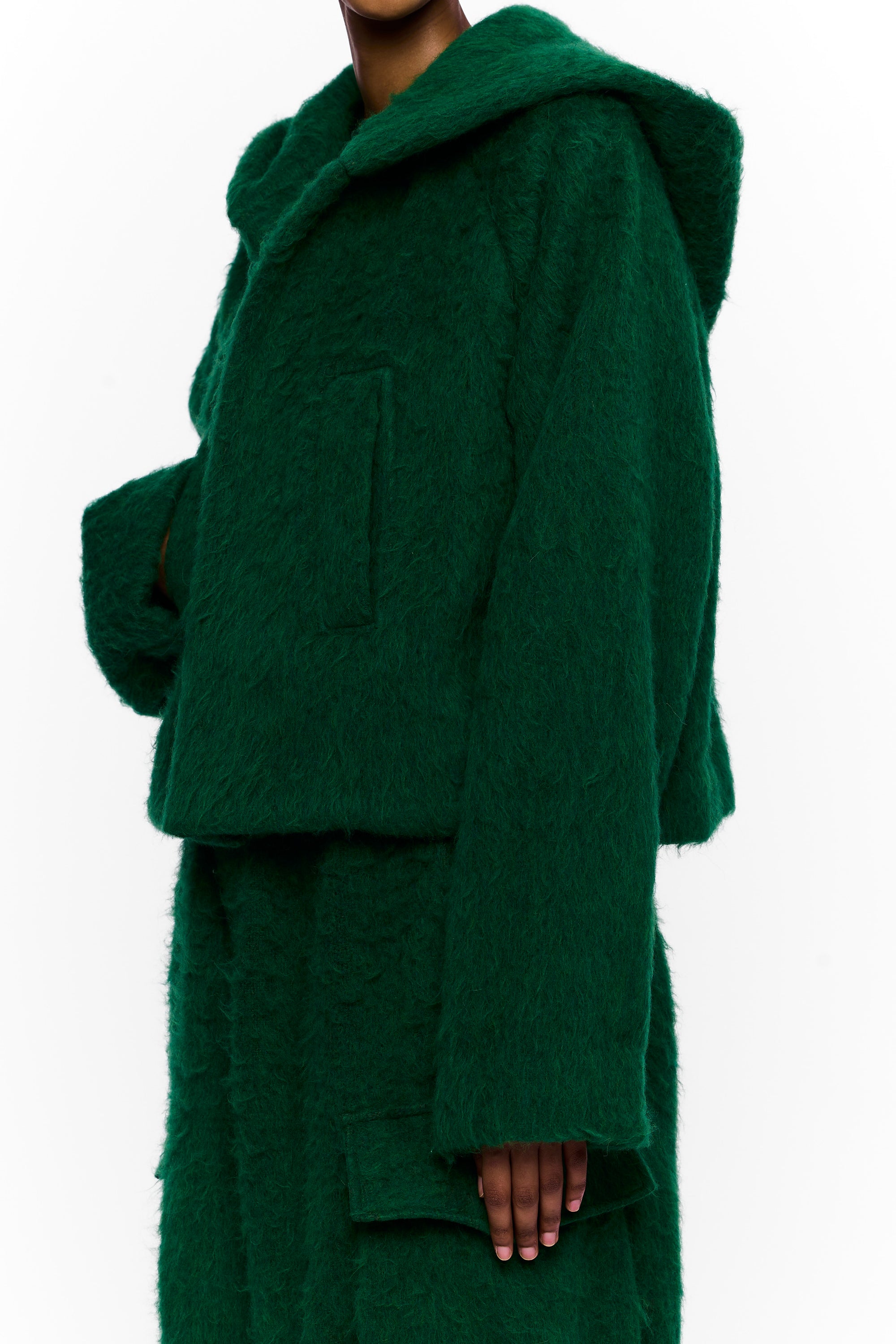 The Shawl Hoodie : Eden Green Wool