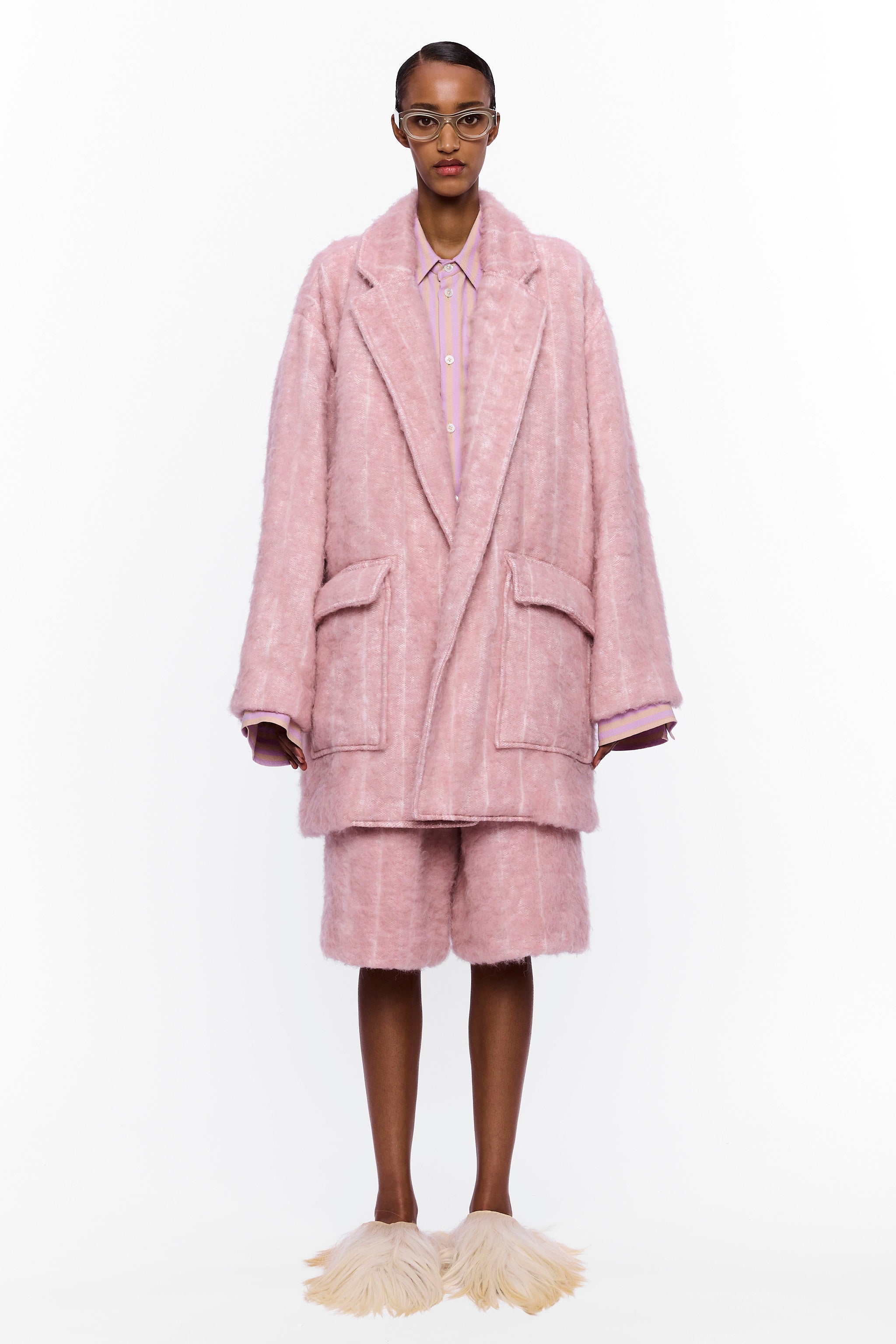 The Cropped Blanket Coat : Stripe 24 Wool