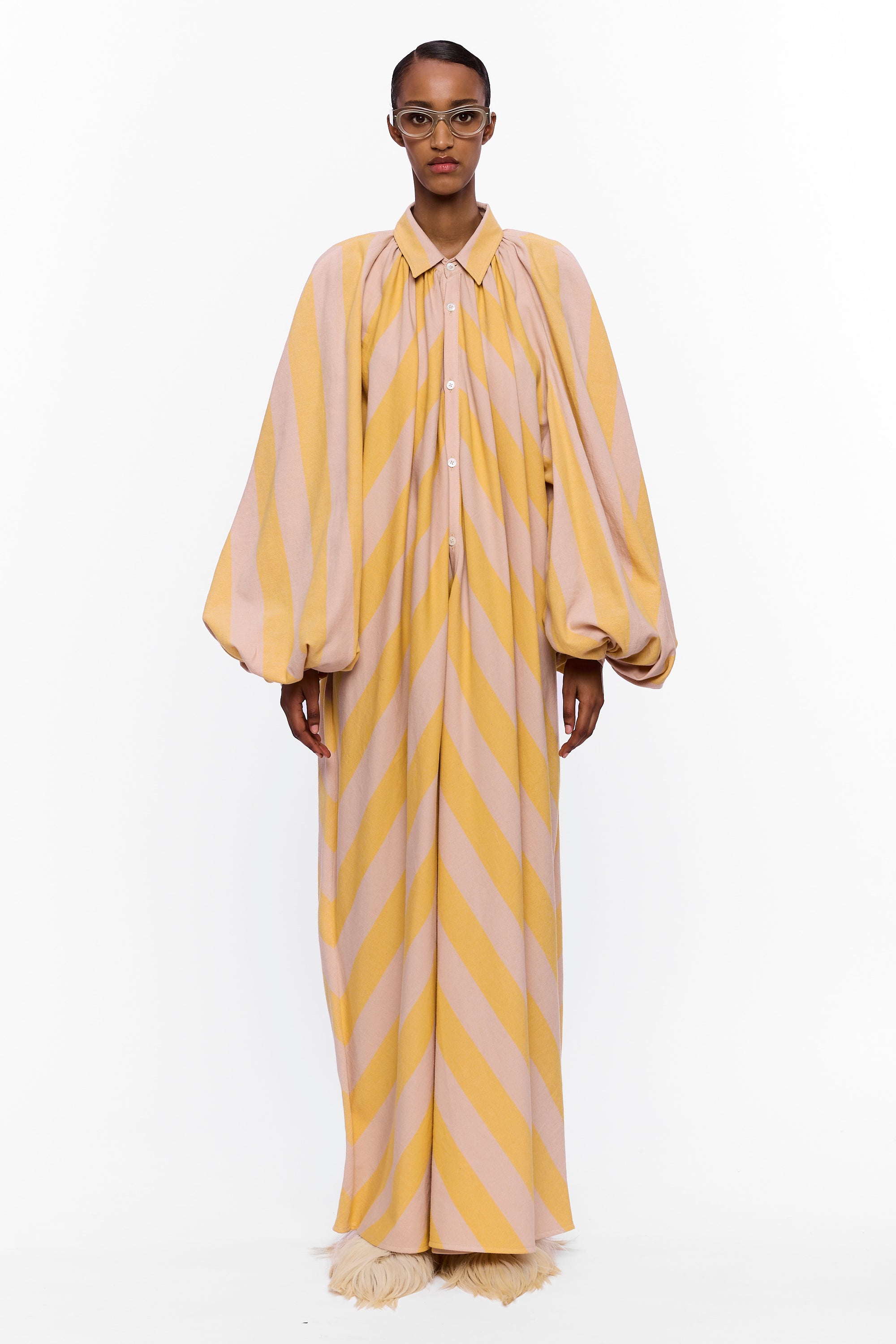 The Touareg Dress with Balloon Sleeve : Stripe 12