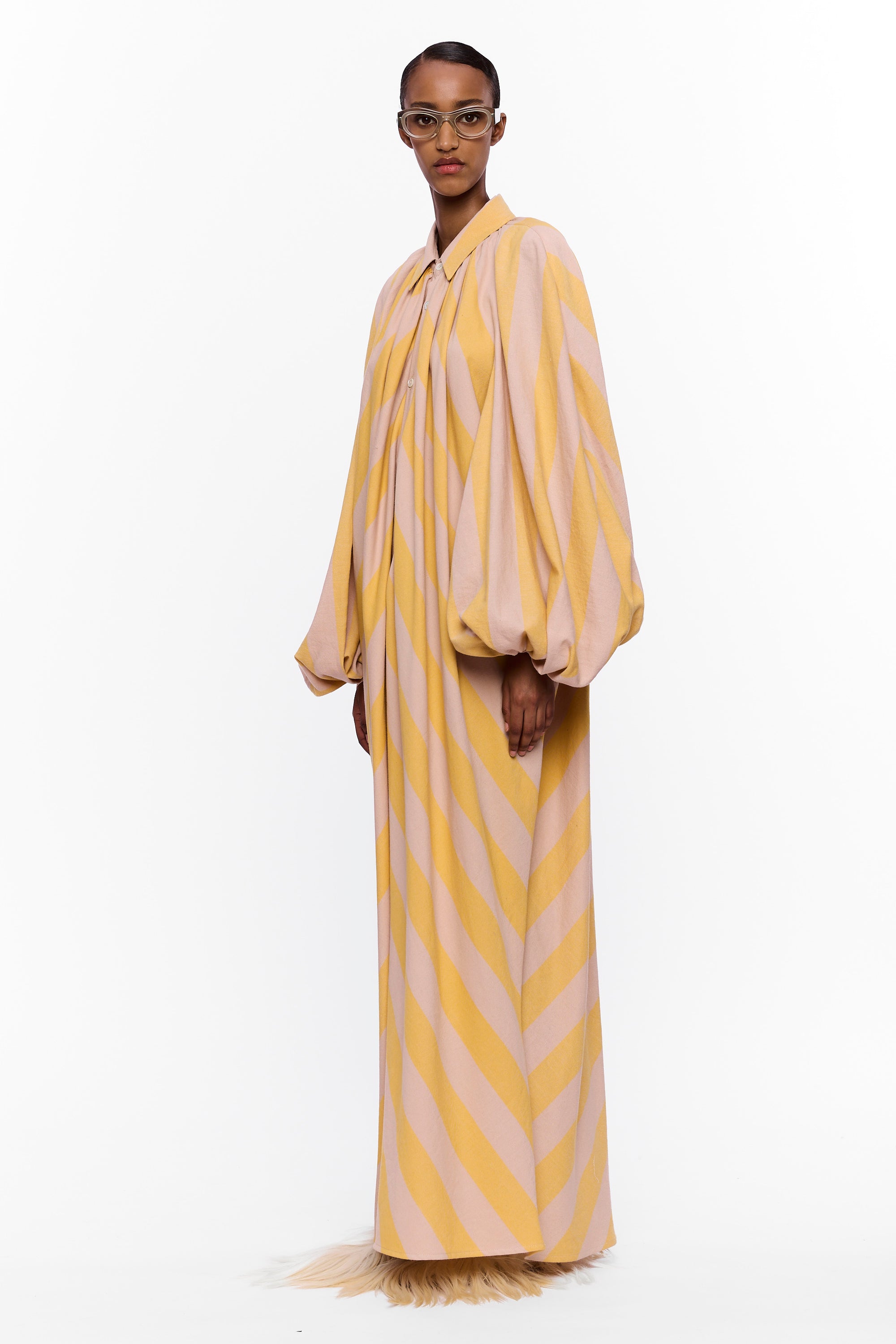 The Touareg Dress with Balloon Sleeve : Stripe 12