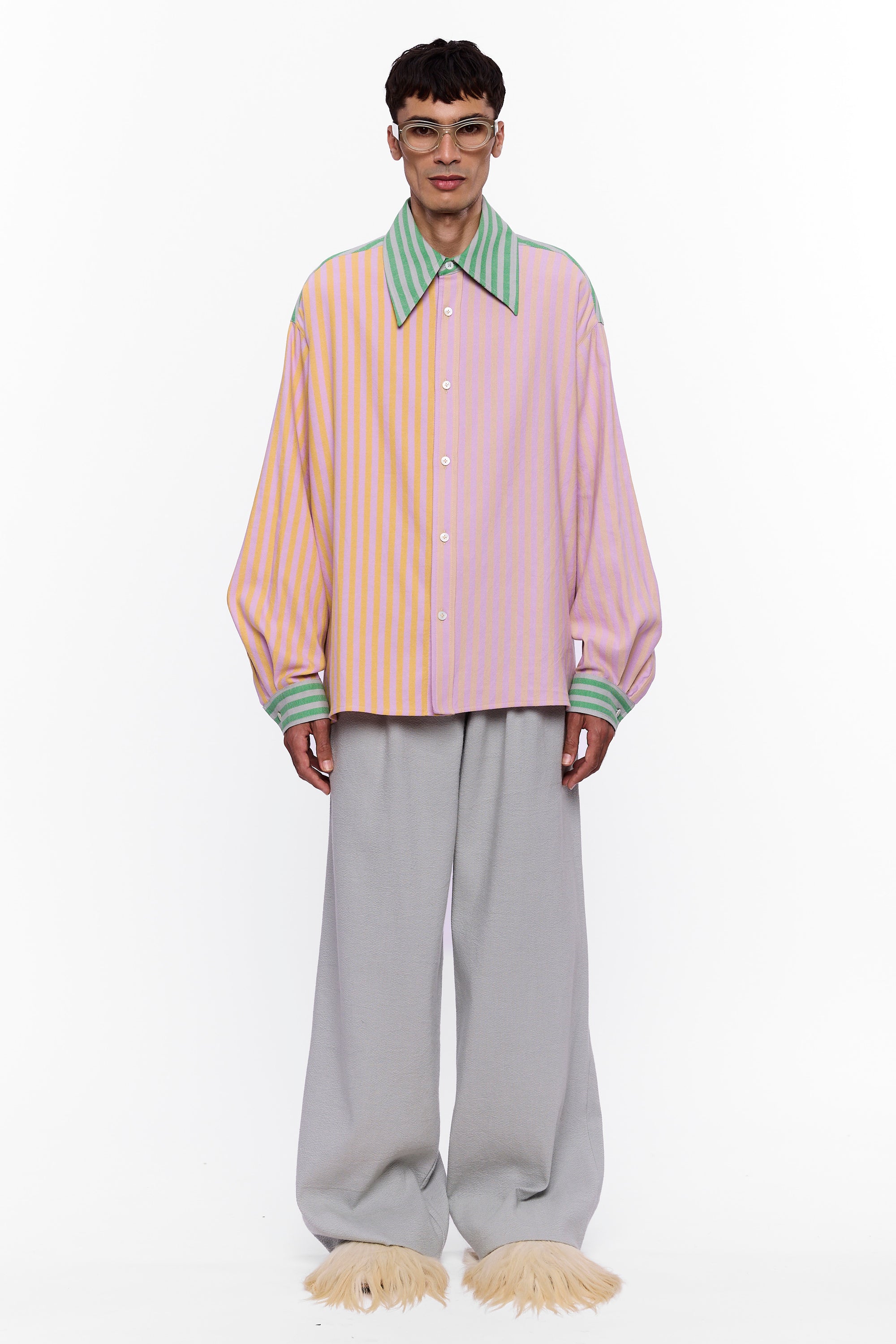 The Large Collar Shirt : Mixed Stripe