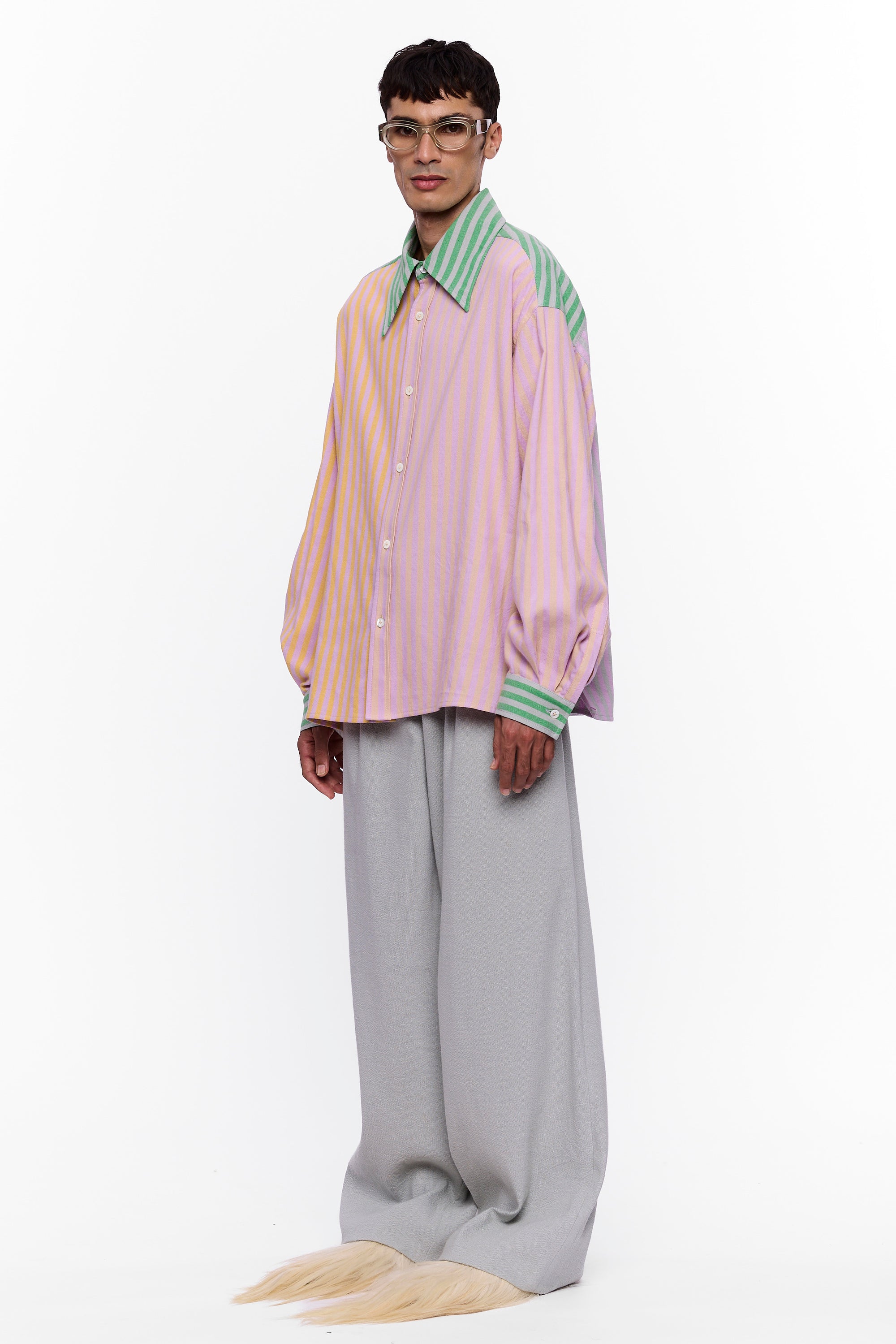 The Large Collar Shirt : Mixed Stripe