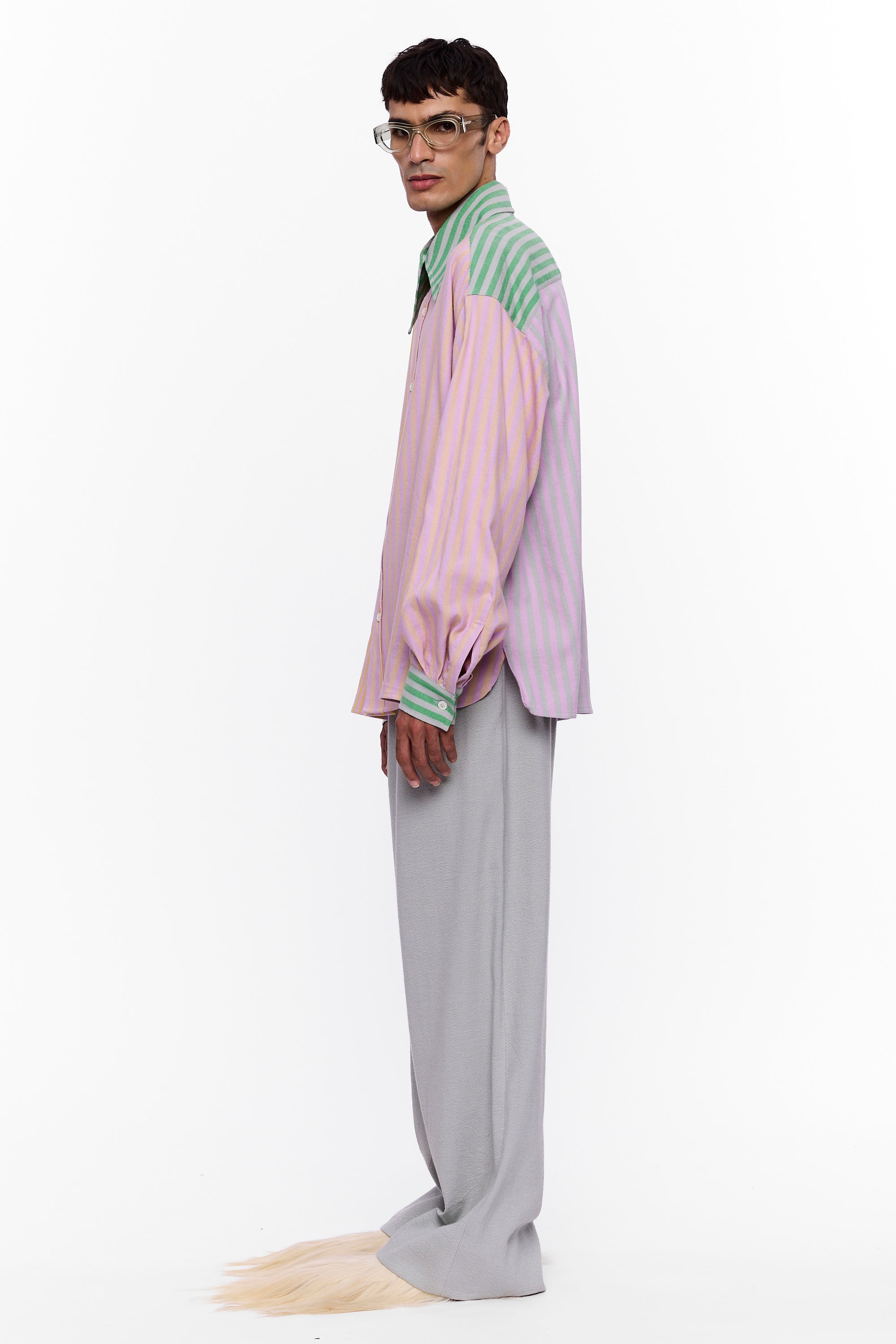 The Large Collar Shirt : Mixed Stripe