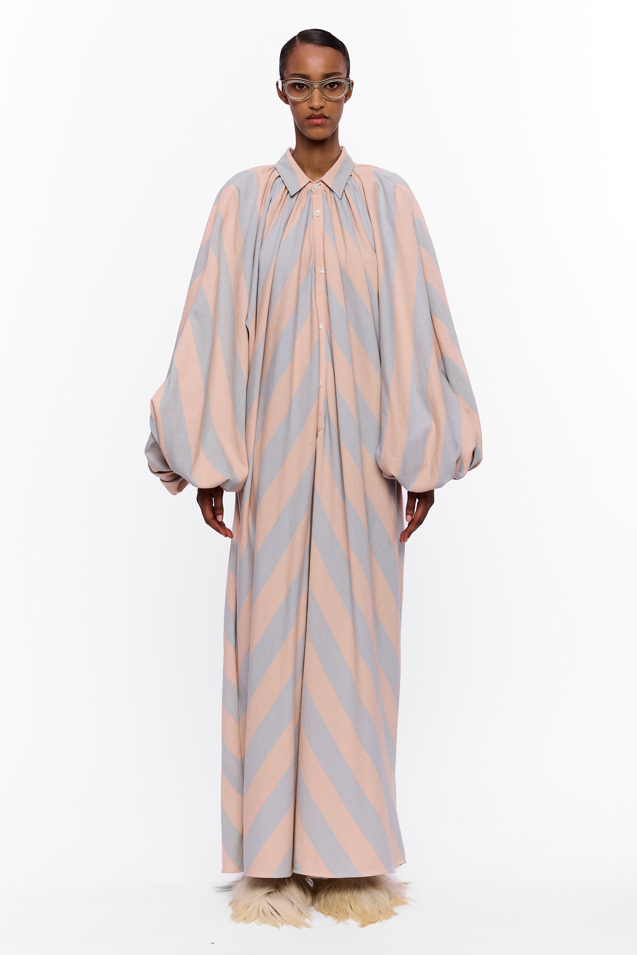 The Touareg Dress with Balloon Sleeve : Stripe 8