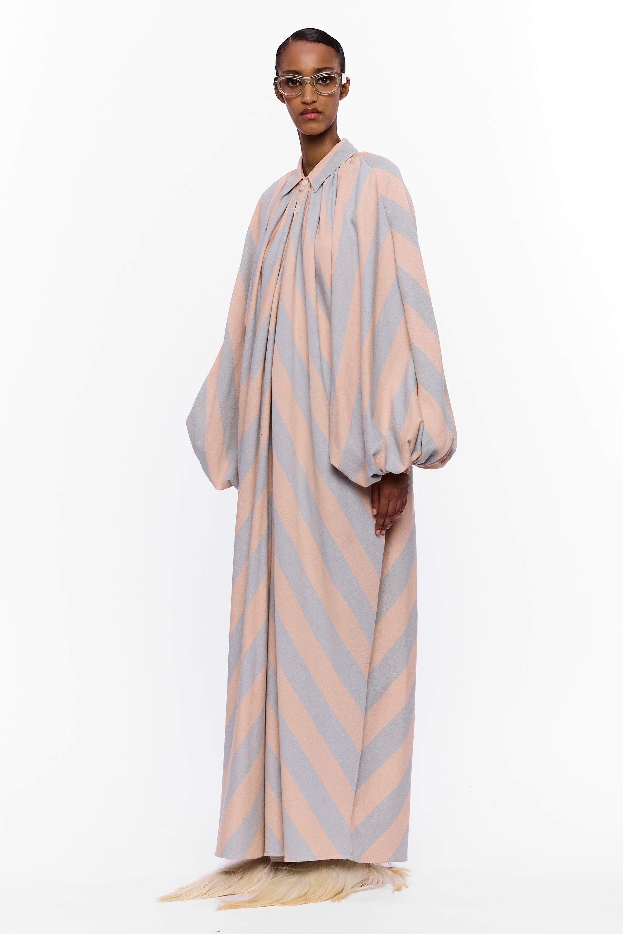 The Touareg Dress with Balloon Sleeve : Stripe 8