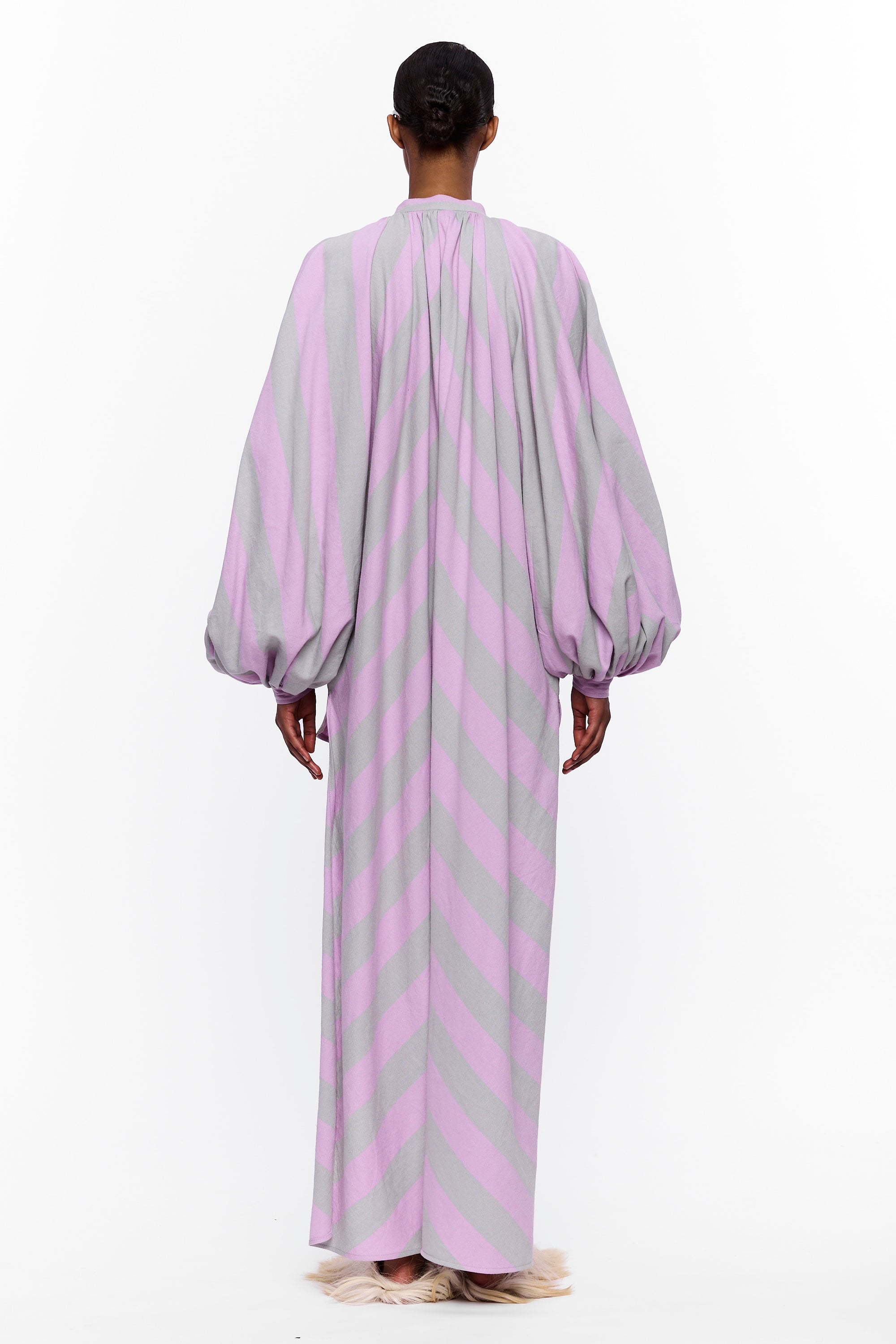 The High-Low Touareg Dress with Balloon Sleeve : Stripe 4