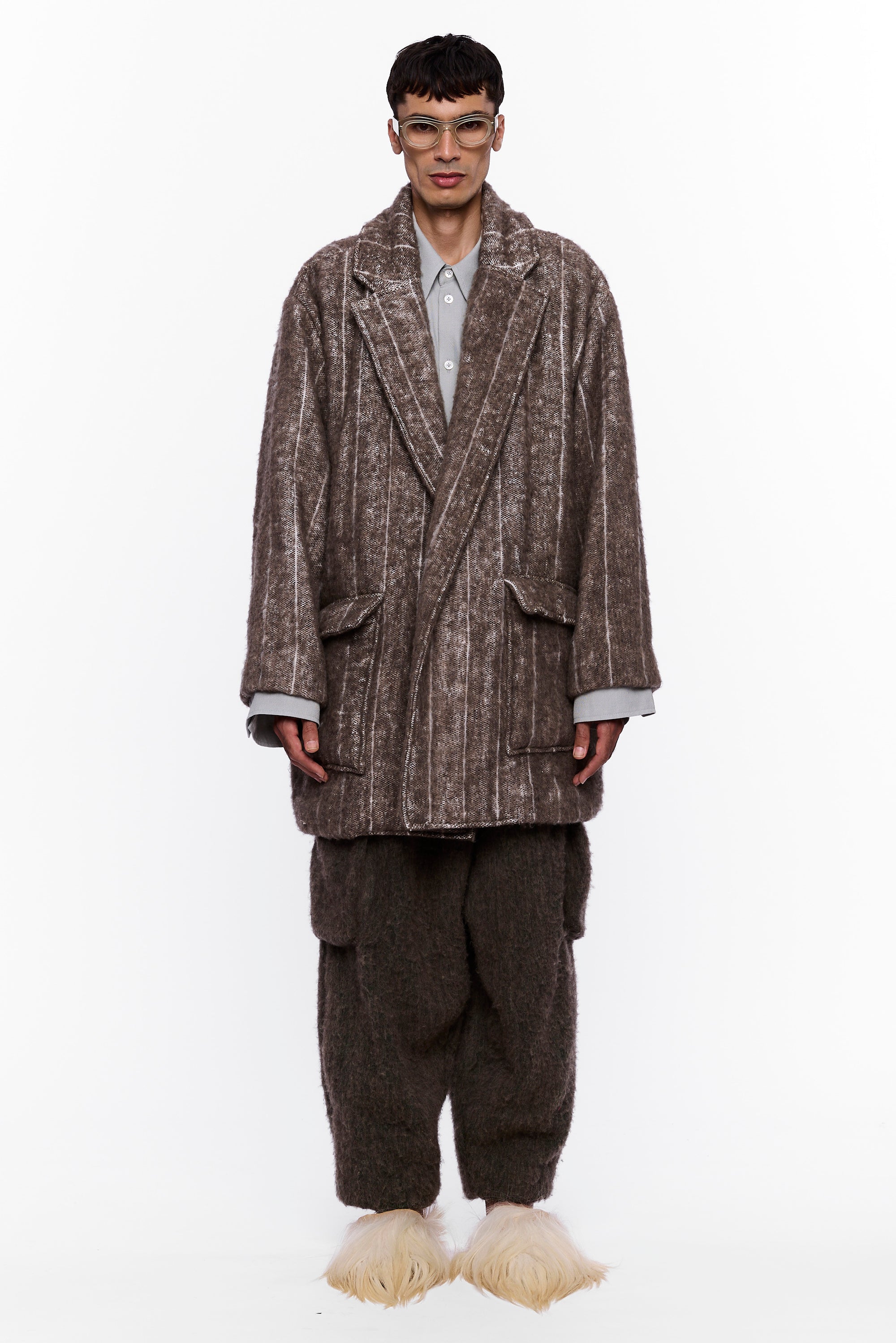 The Cropped Blanket Coat : Stripe 23 Wool