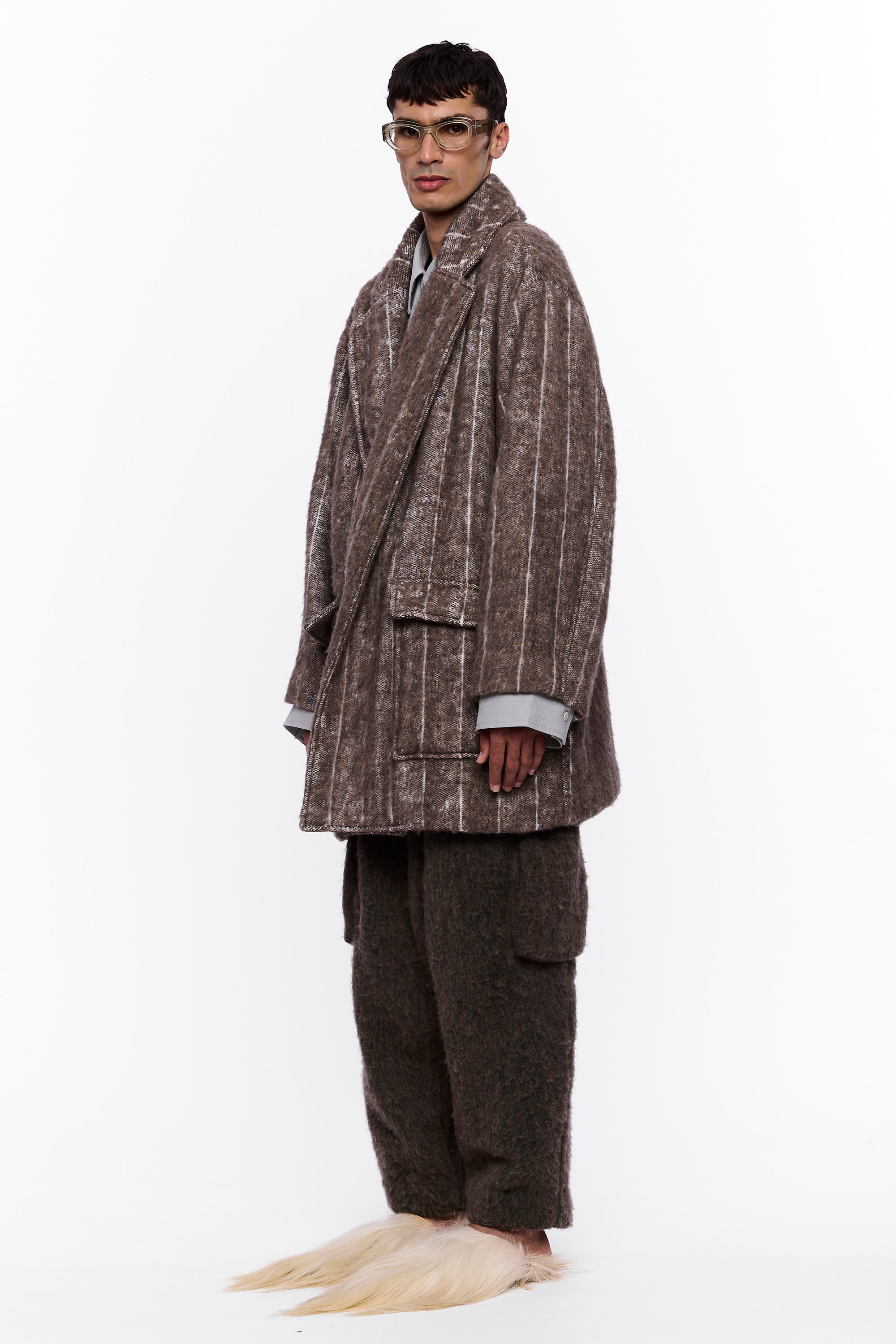 The Cropped Blanket Coat : Stripe 23 Wool