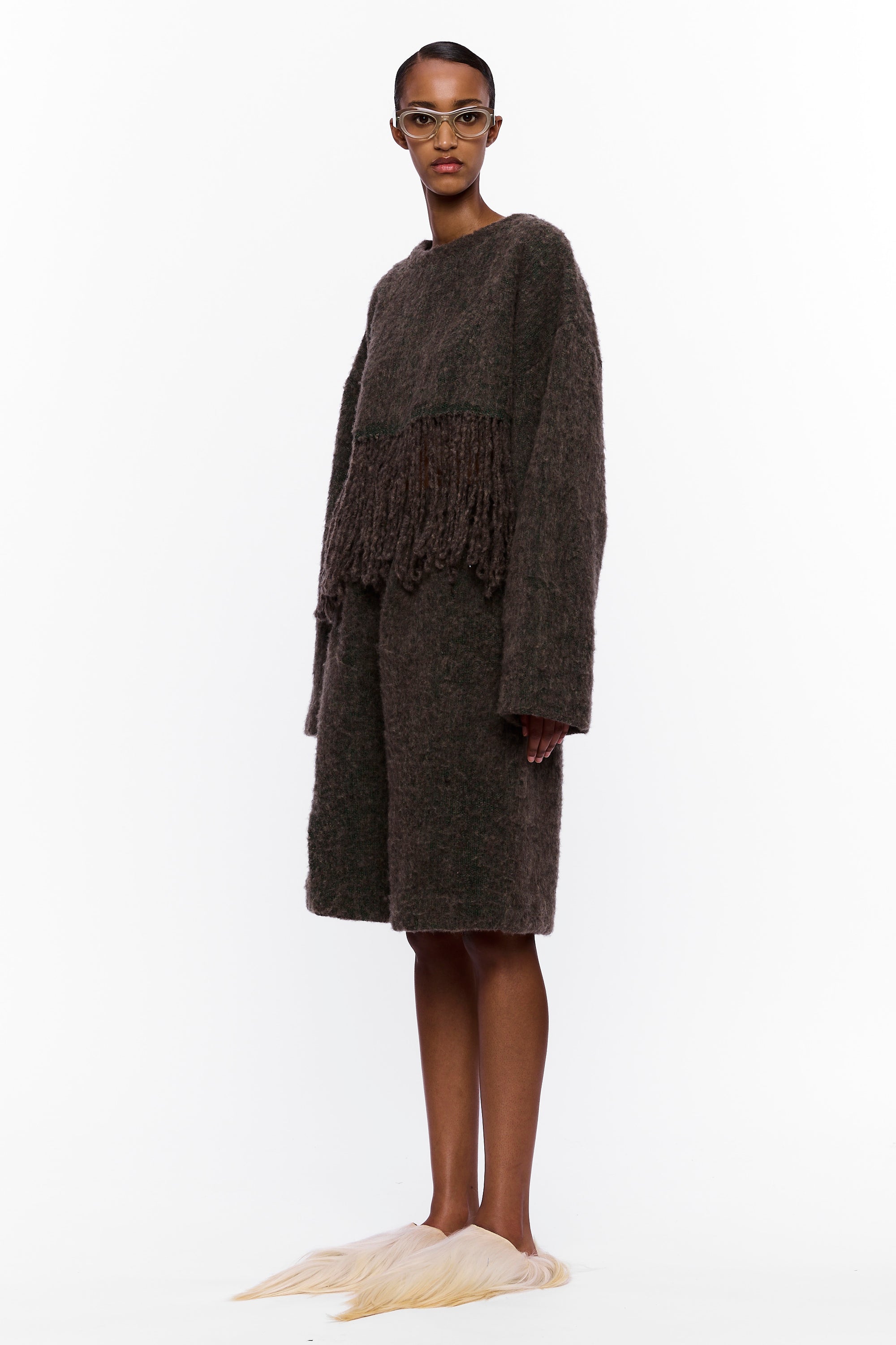 The Palazzo Short : Charcoal Brown Wool