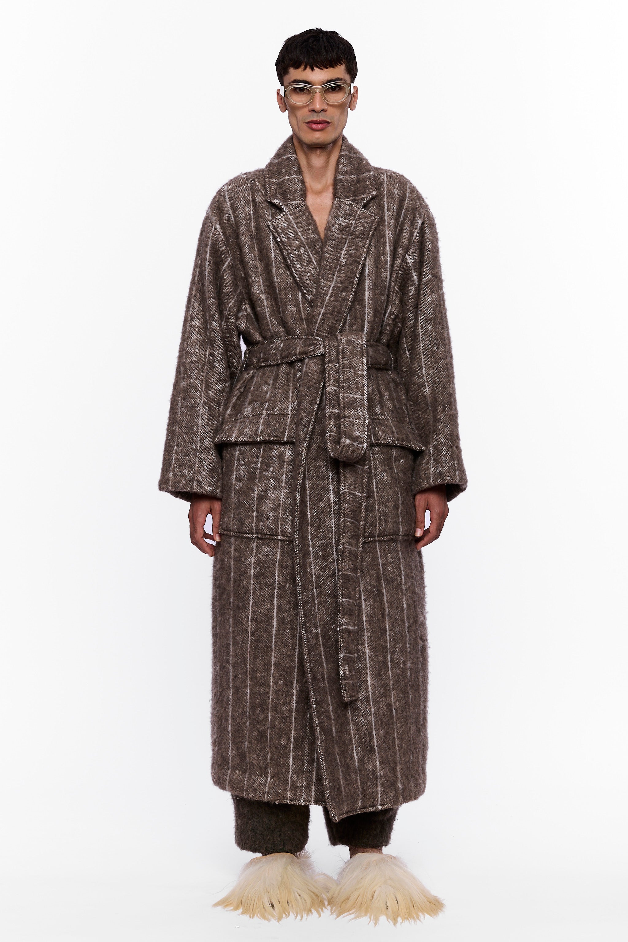 The Blanket Coat : Charcoal Brown Wool