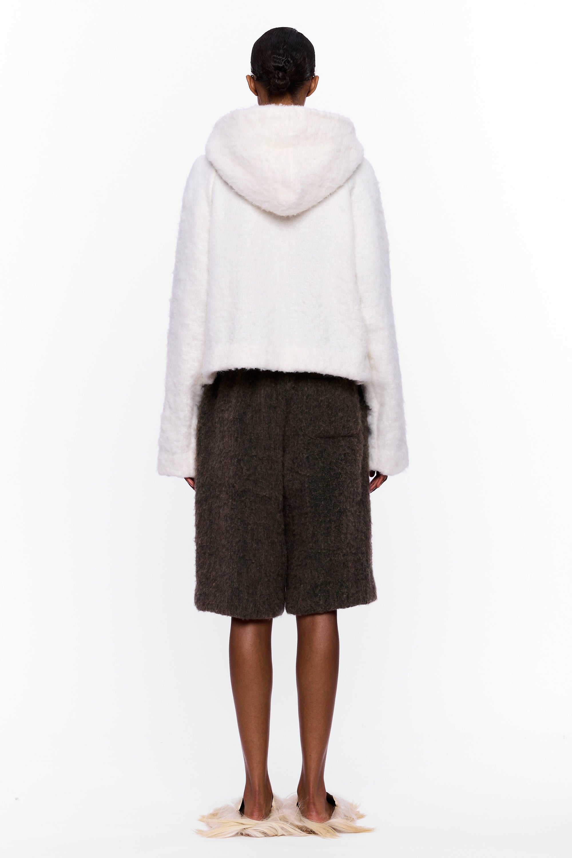 The Shawl Hoodie : White Wool