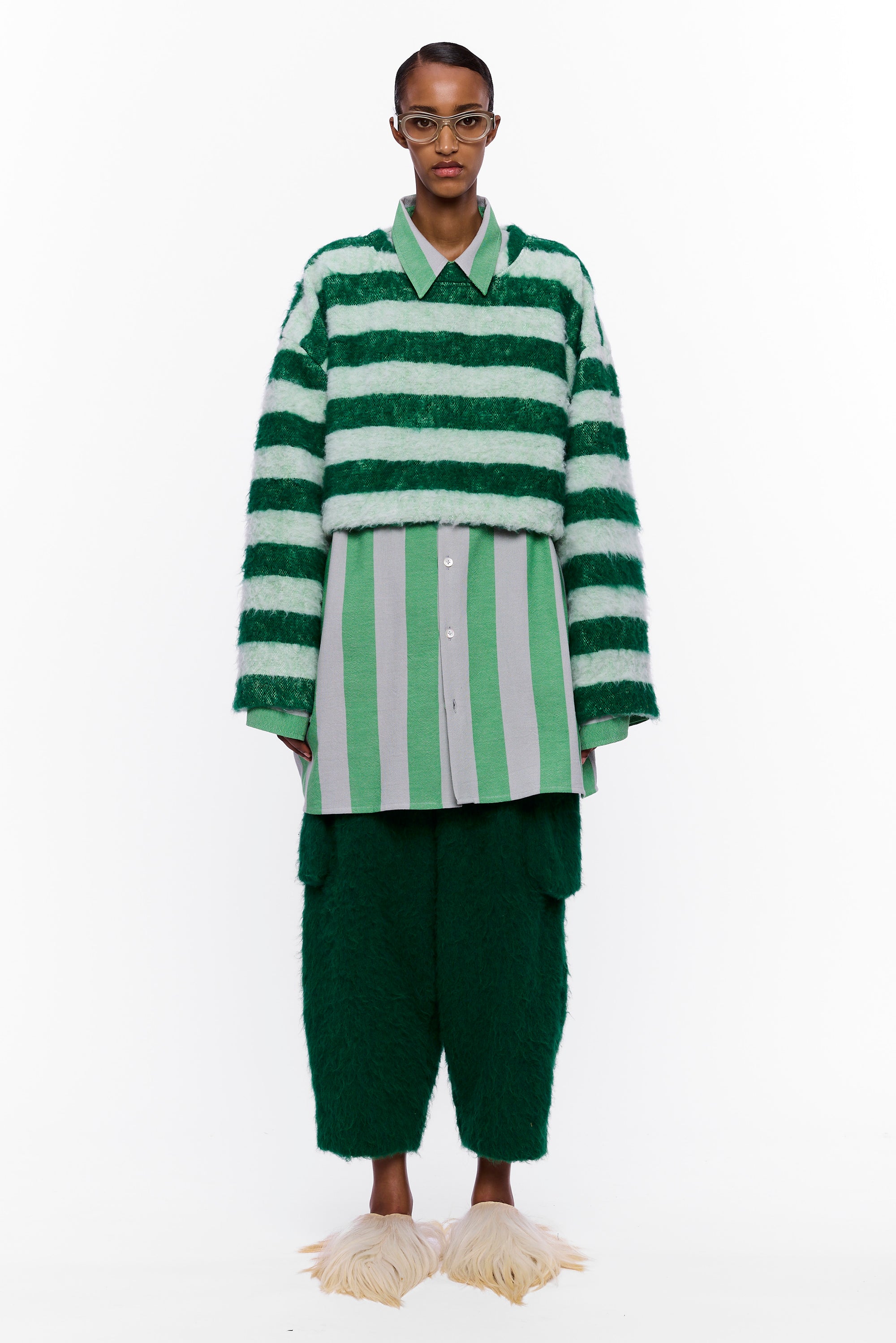 The Cropped Sweater : Stripe 27 Wool