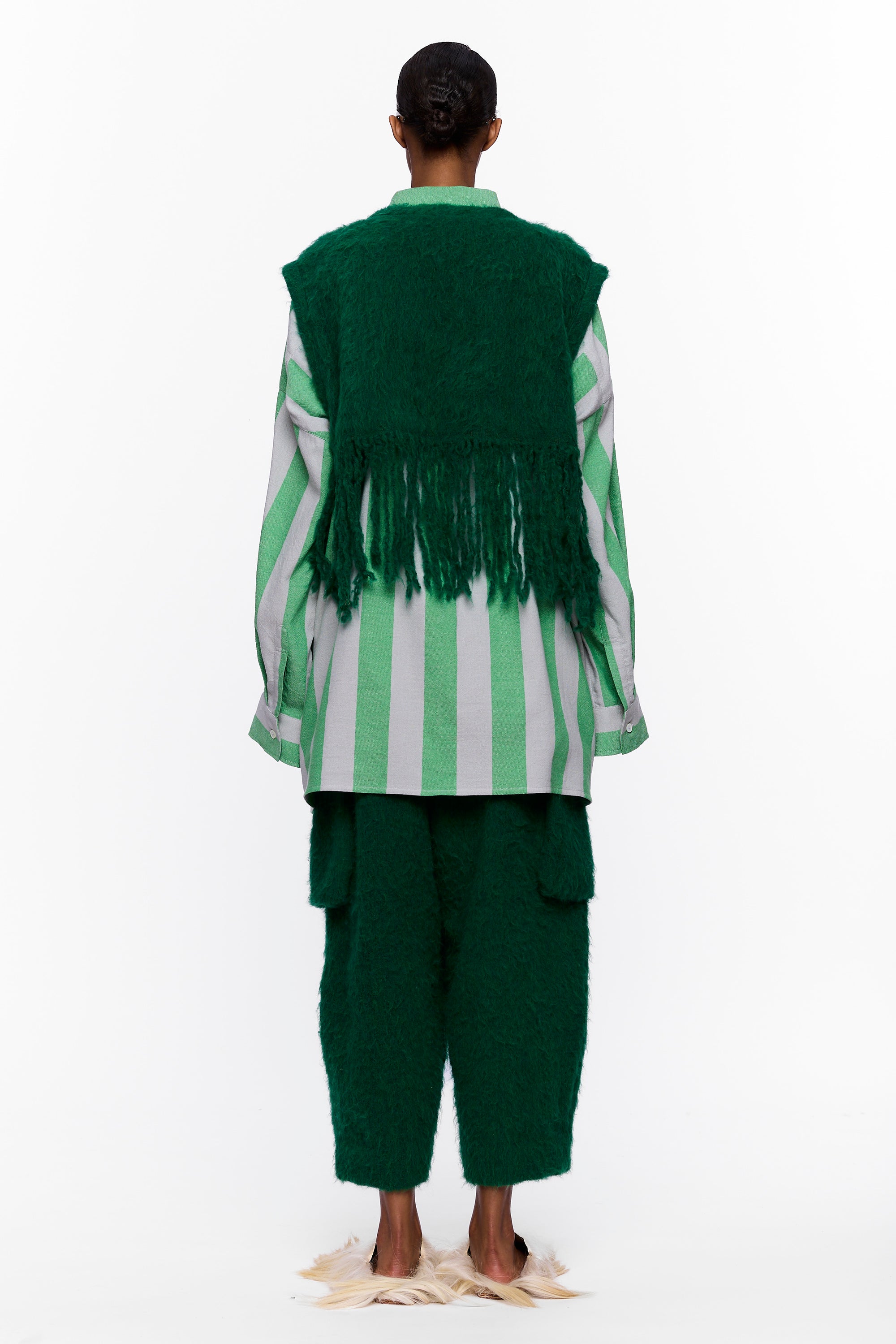 The Vest with Fringe: Eden Green Wool