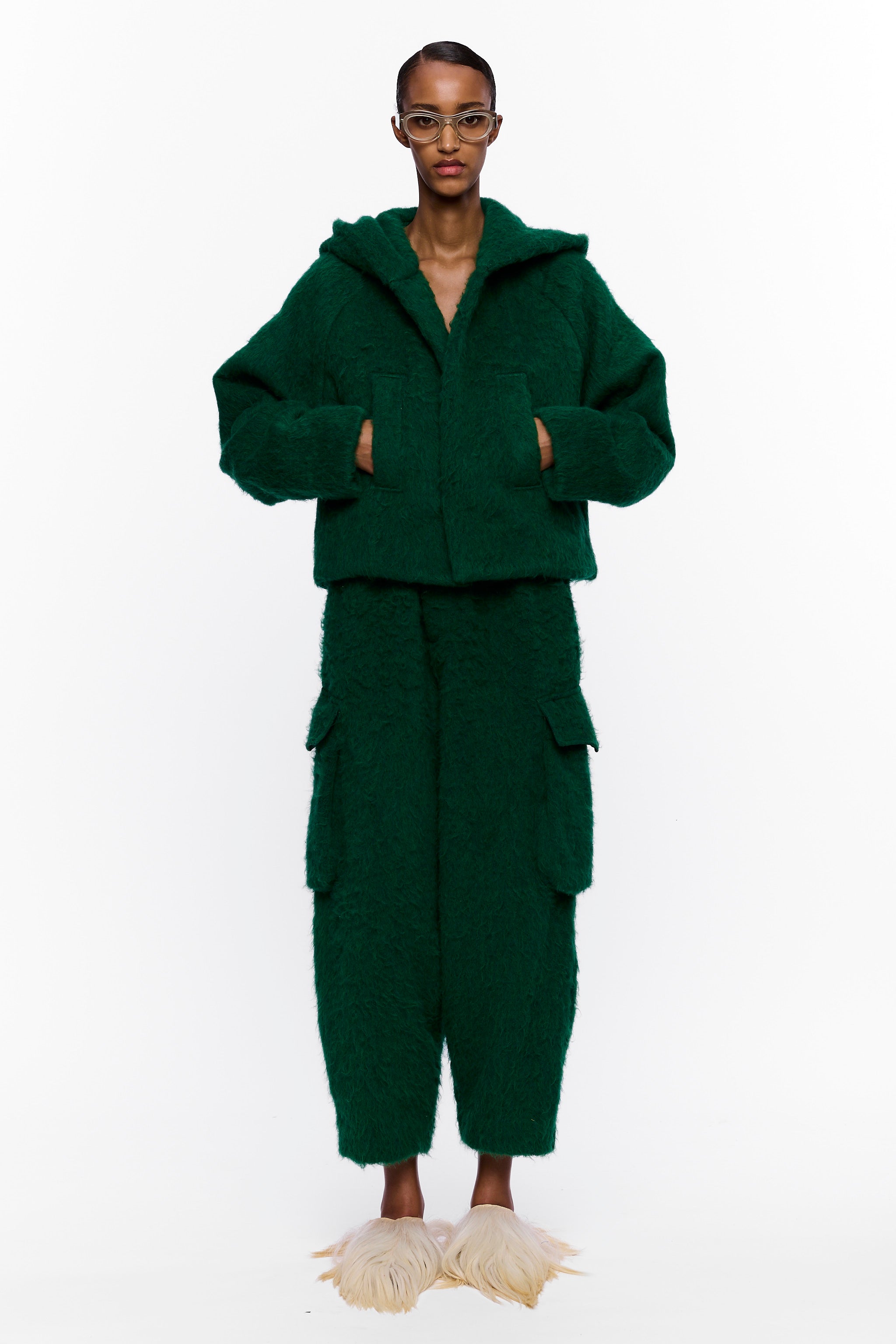 The Shawl Hoodie : Eden Green Wool