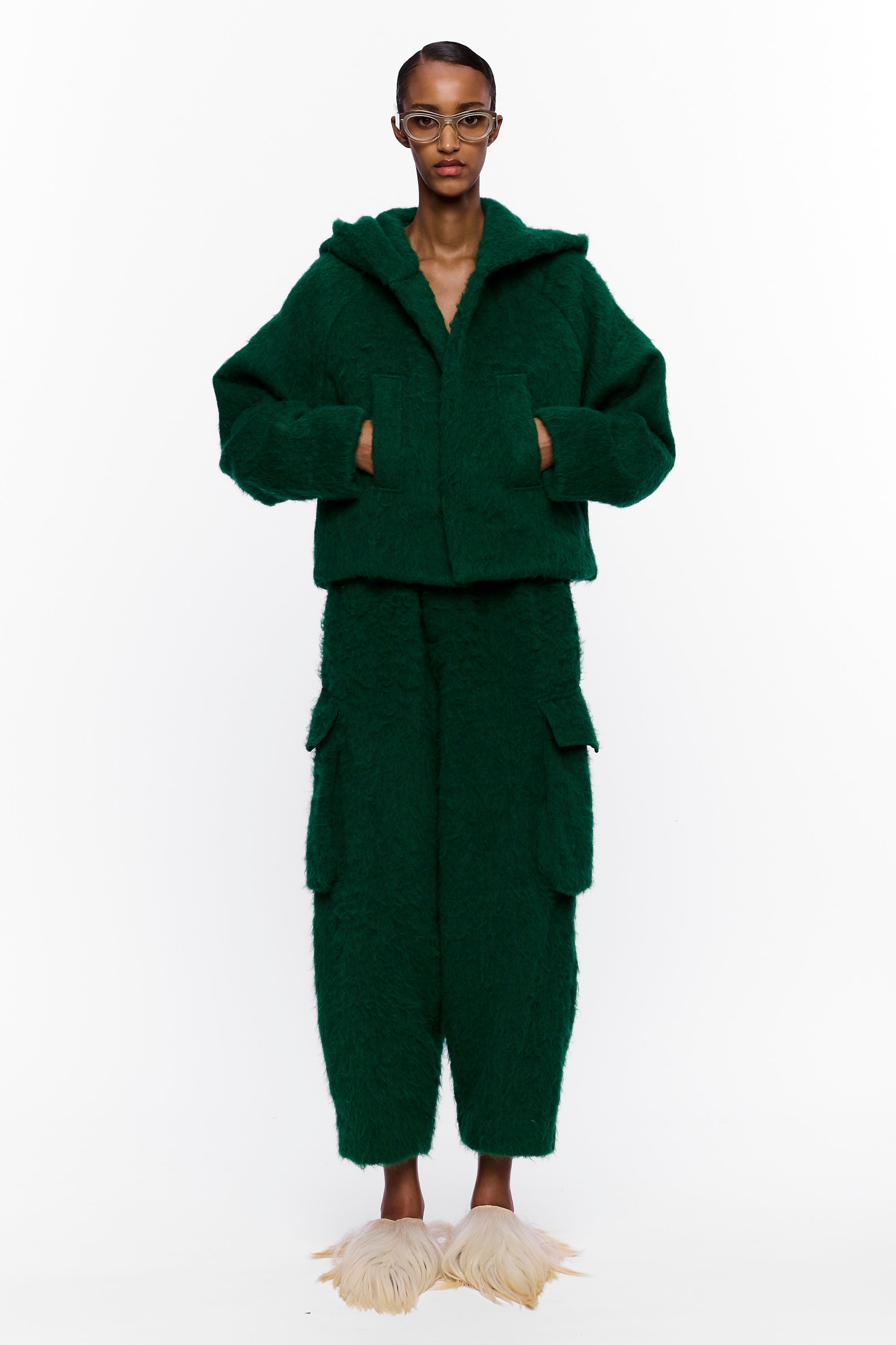 The Shawl Hoodie : Eden Green Wool