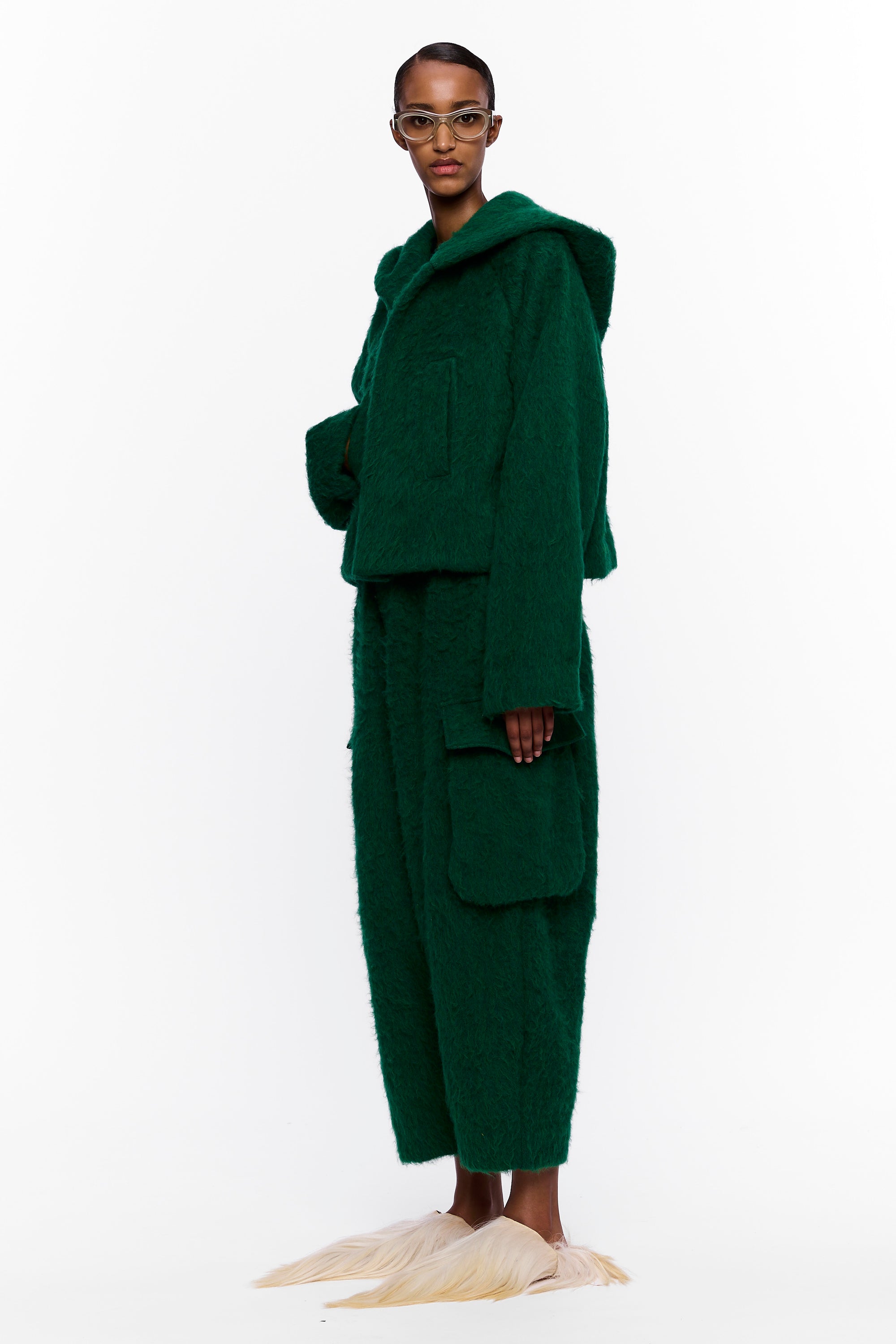 The Shawl Hoodie : Eden Green Wool