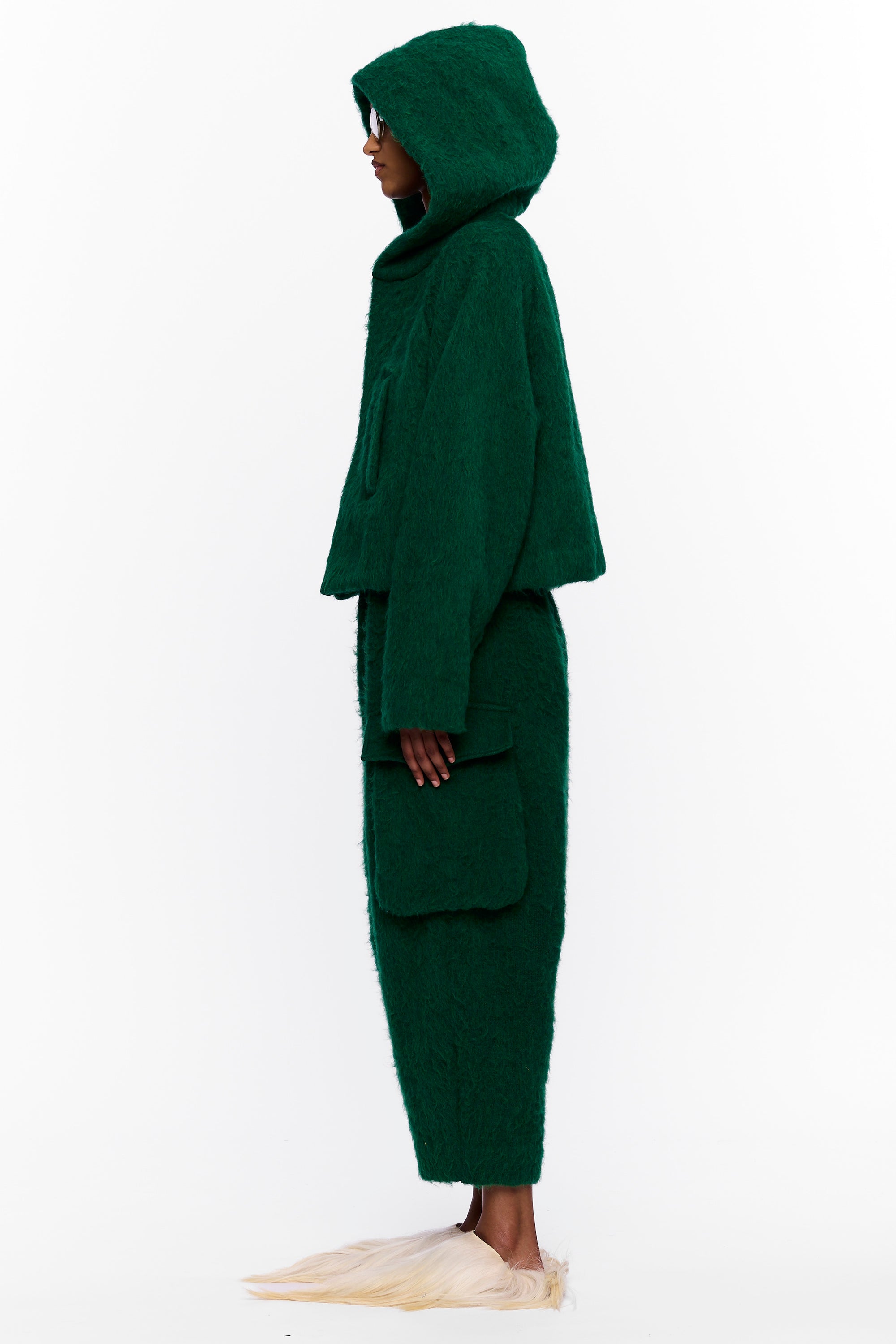 The Shawl Hoodie : Eden Green Wool