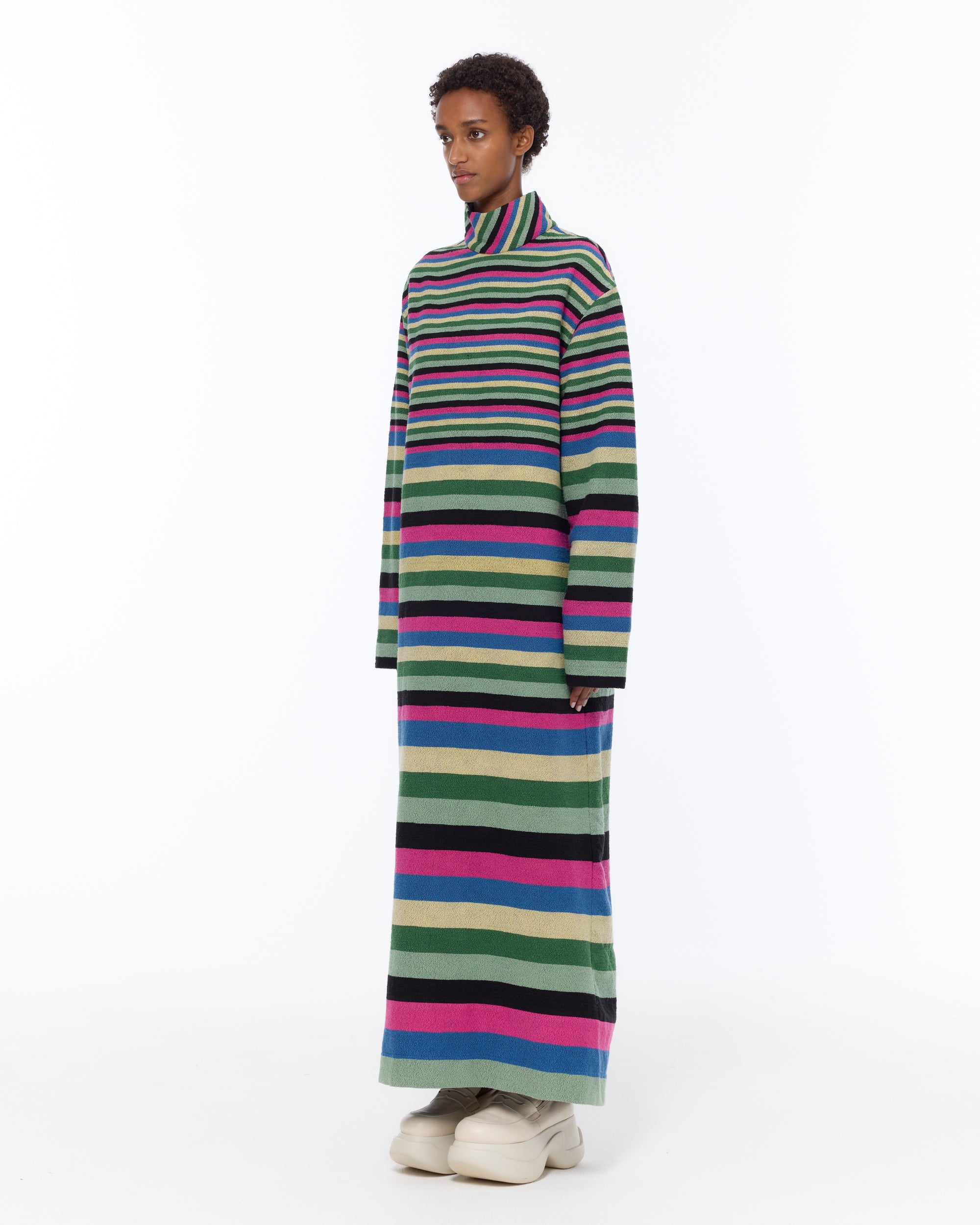 The Turtle Neck Dress : Multicolor Boucle