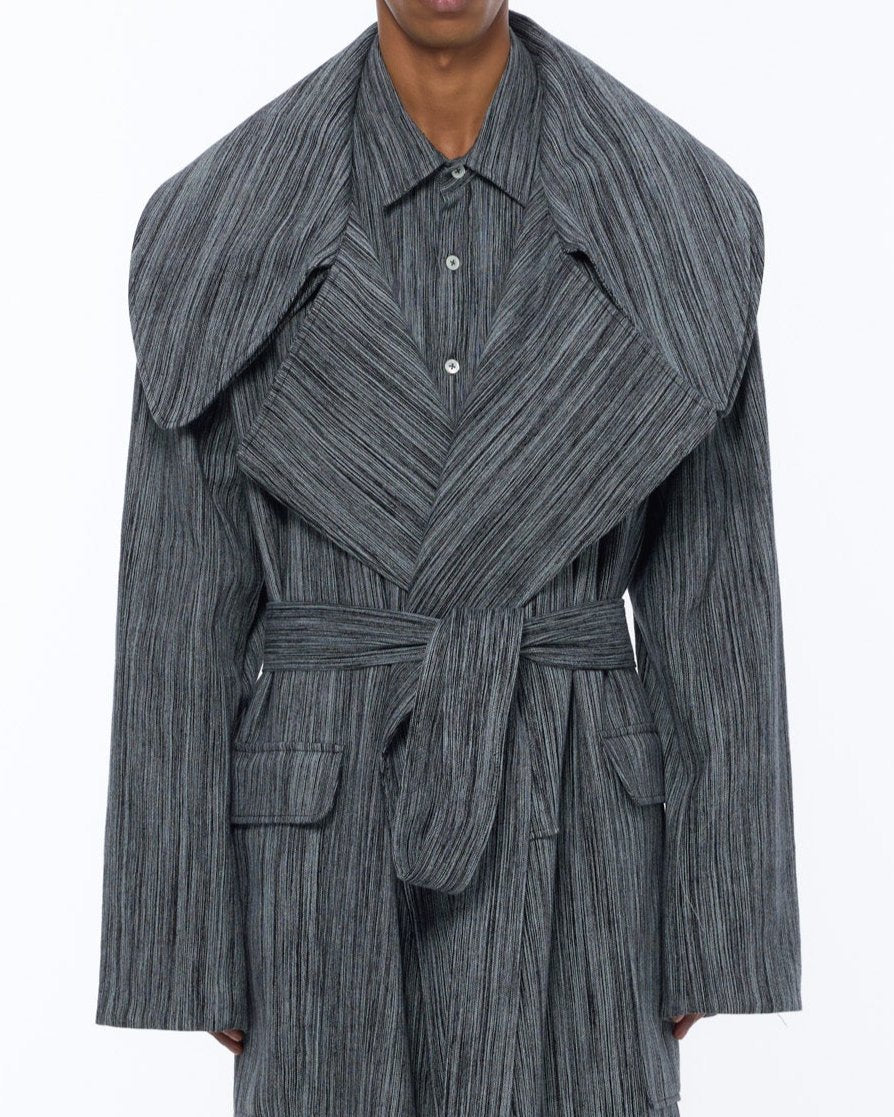 The Double Lapel Overcoat : Grey Chambray