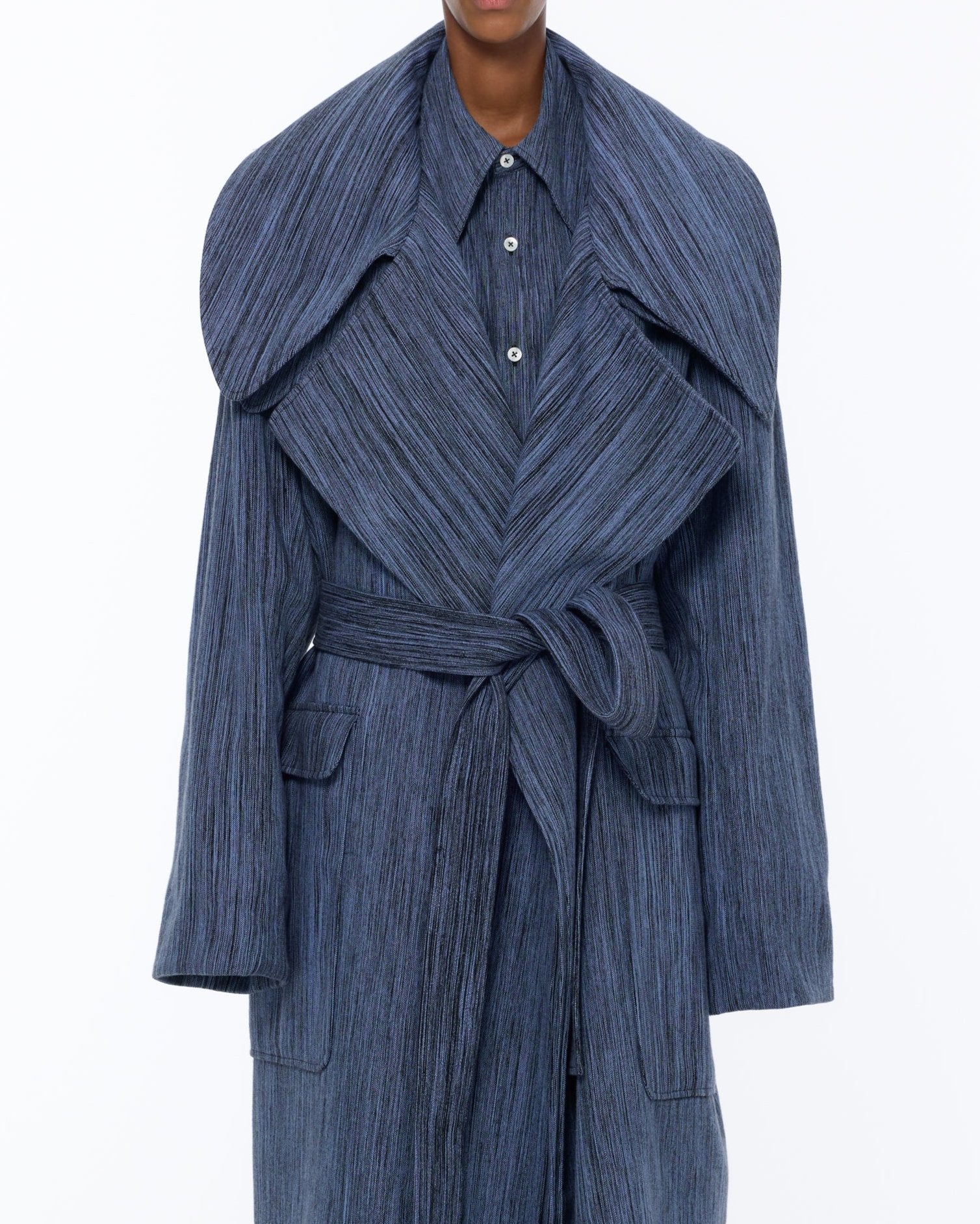 The Double Lapel Overcoat : Parisian Blue Chambray