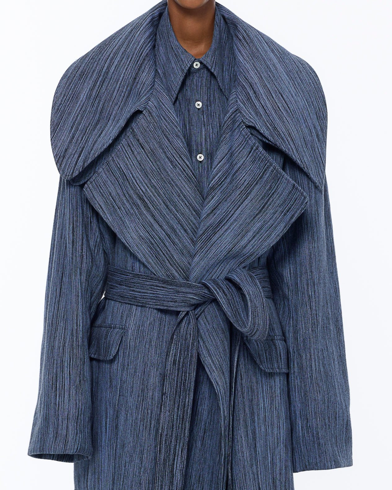 The Double Lapel Overcoat : Parisian Blue Chambray